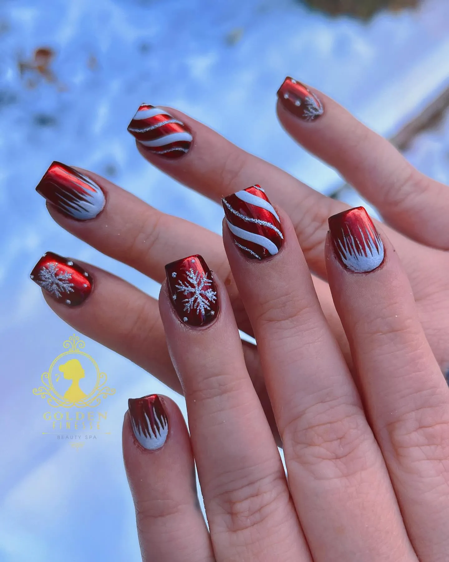 Red Christmas Coffin Nails