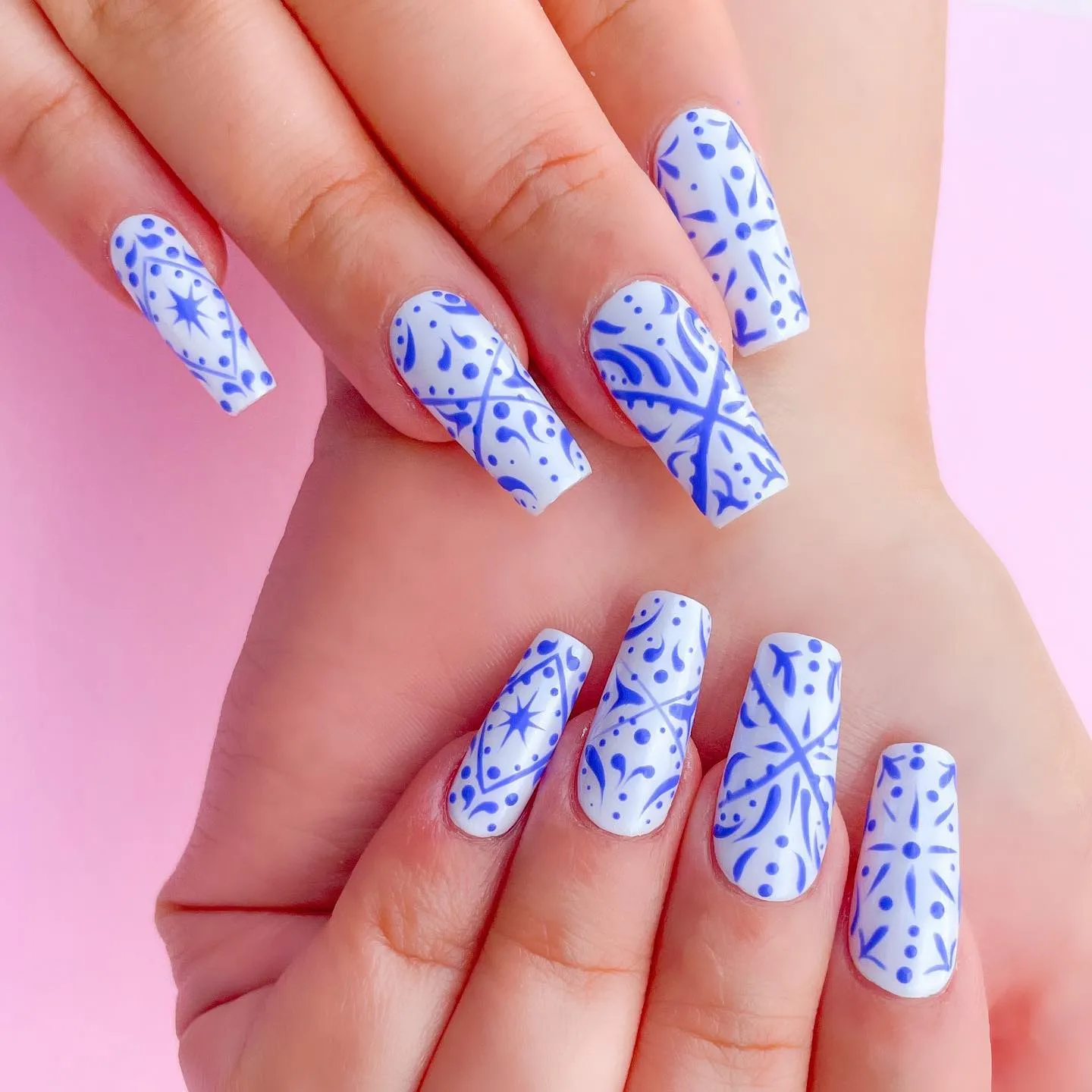 White and Blue Nail Designs