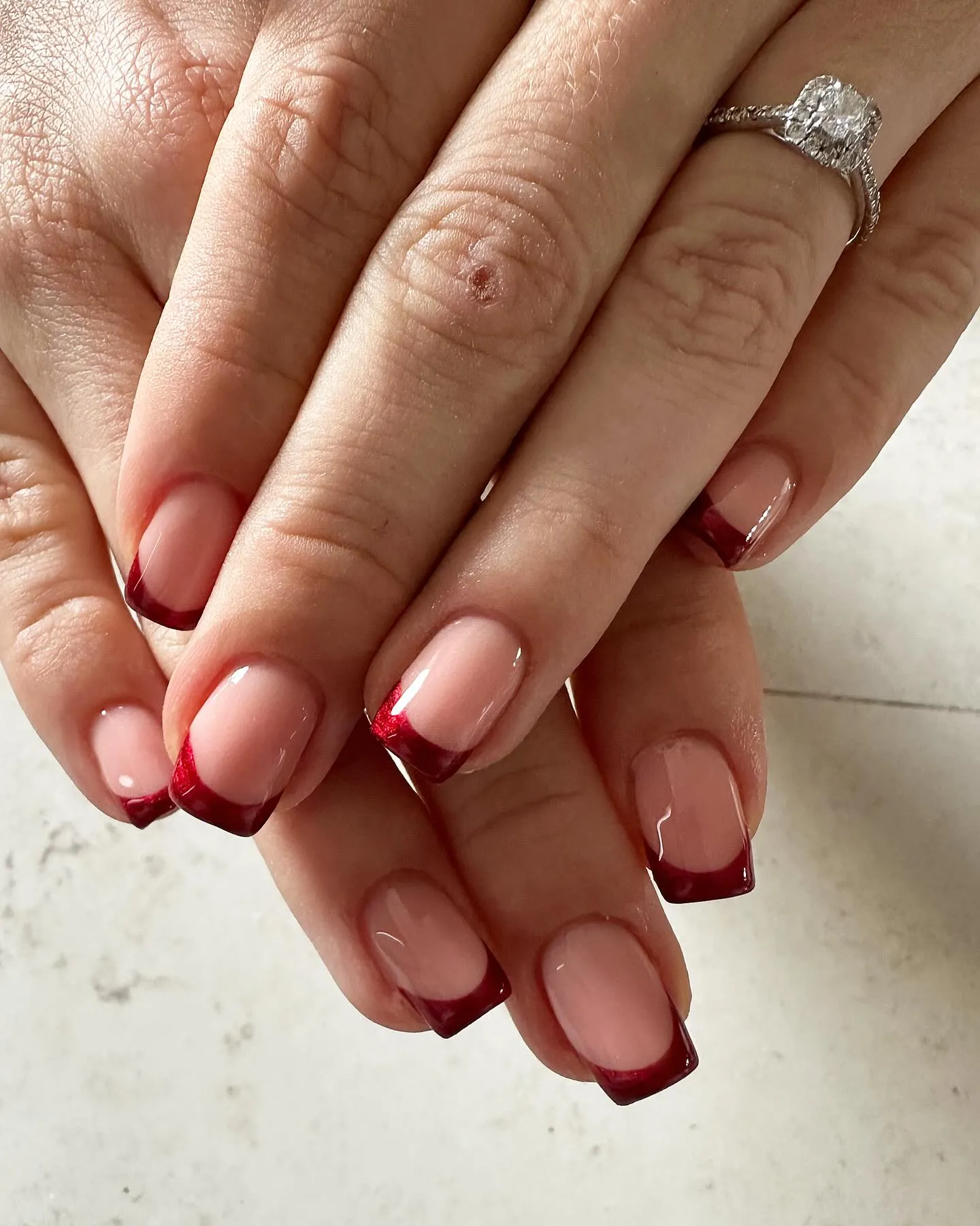 French Tip Christmas Coffin Nails