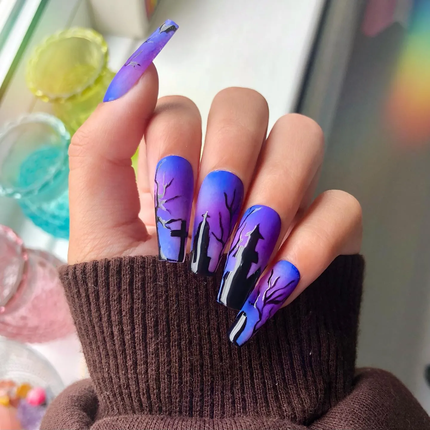 Purple and Blue Nail Designs