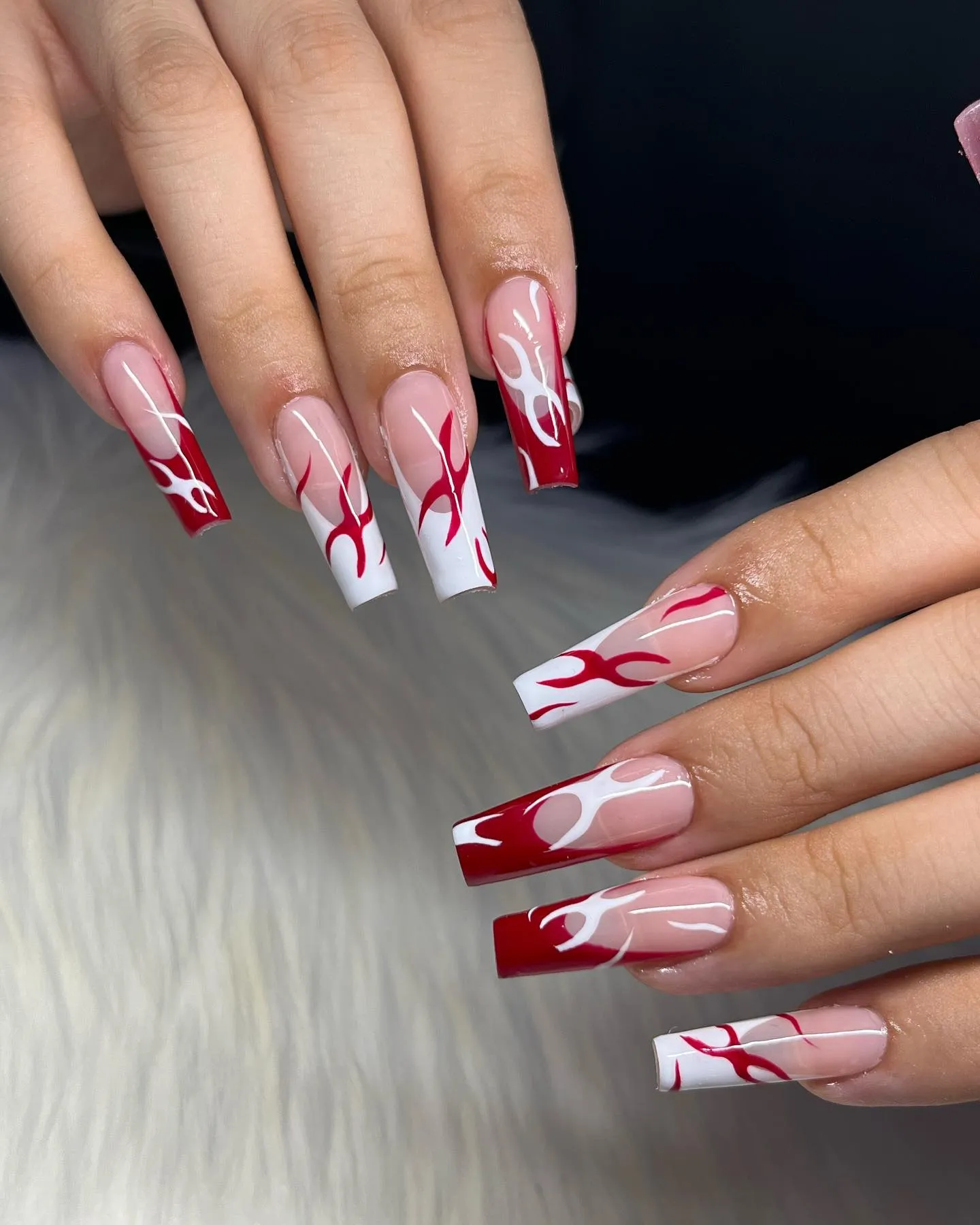 White and Red Coffin Nails