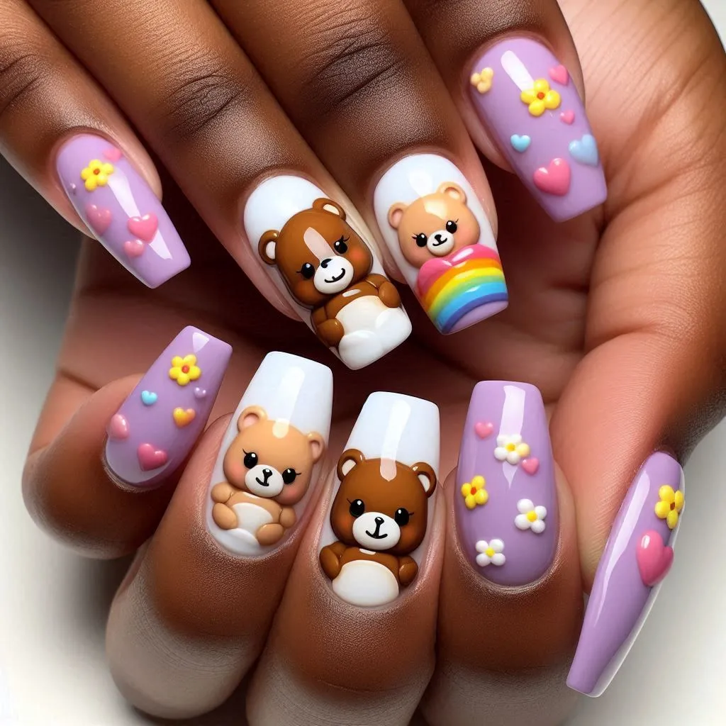 Care Bear 3D Nails