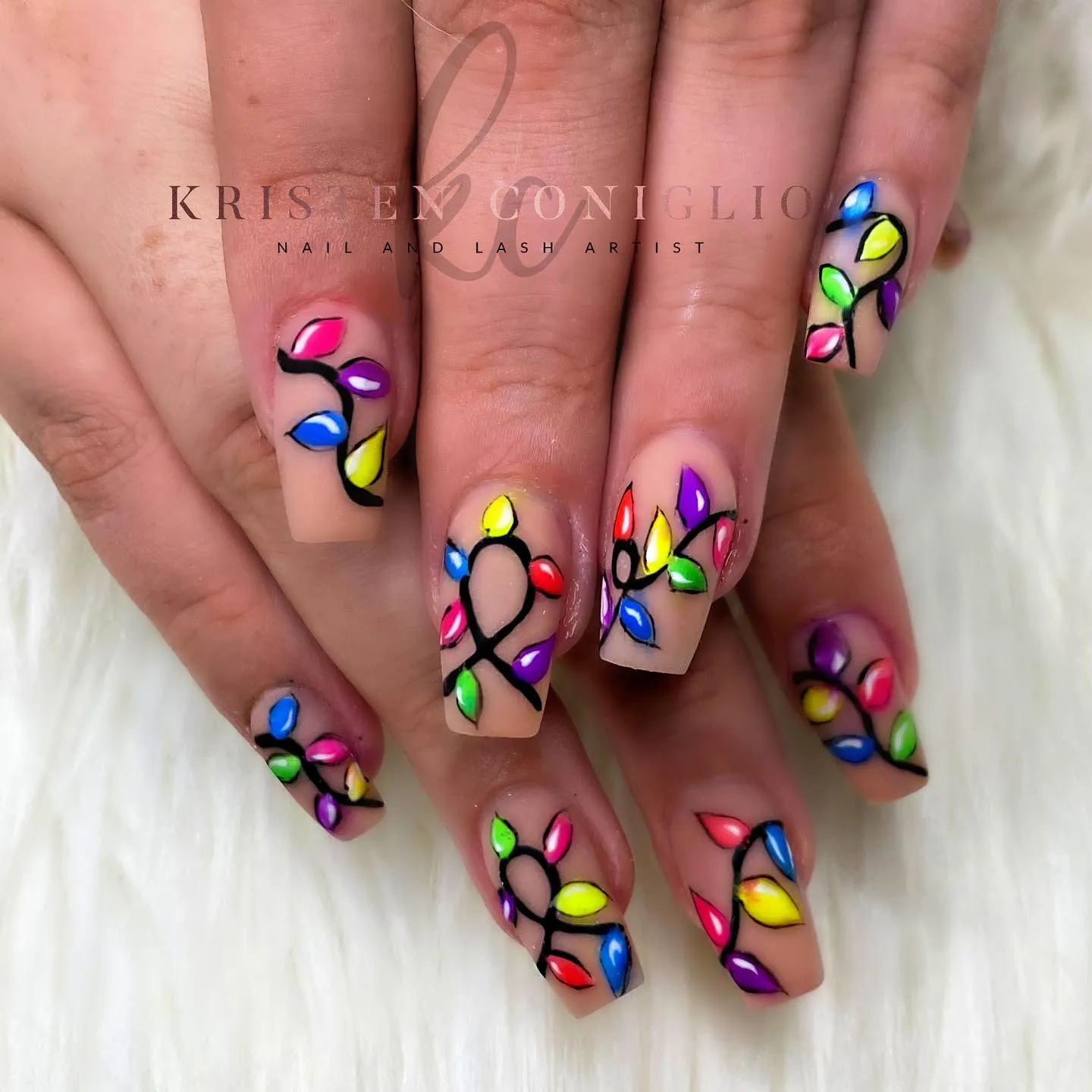 Christmas Lights Nail Art