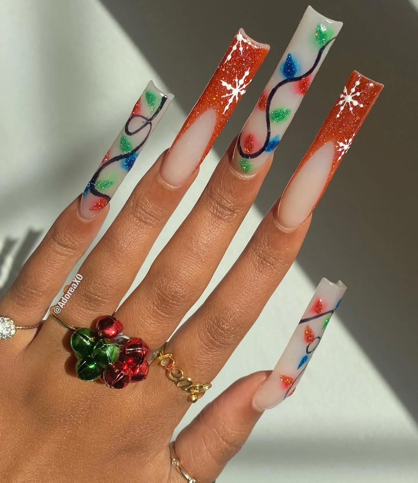 Christmas Lights Nail Art