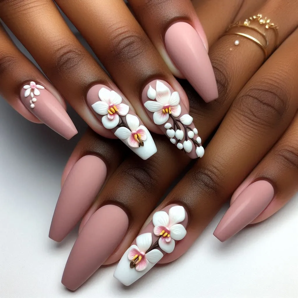 Hand-Sculpted Orchid Nails