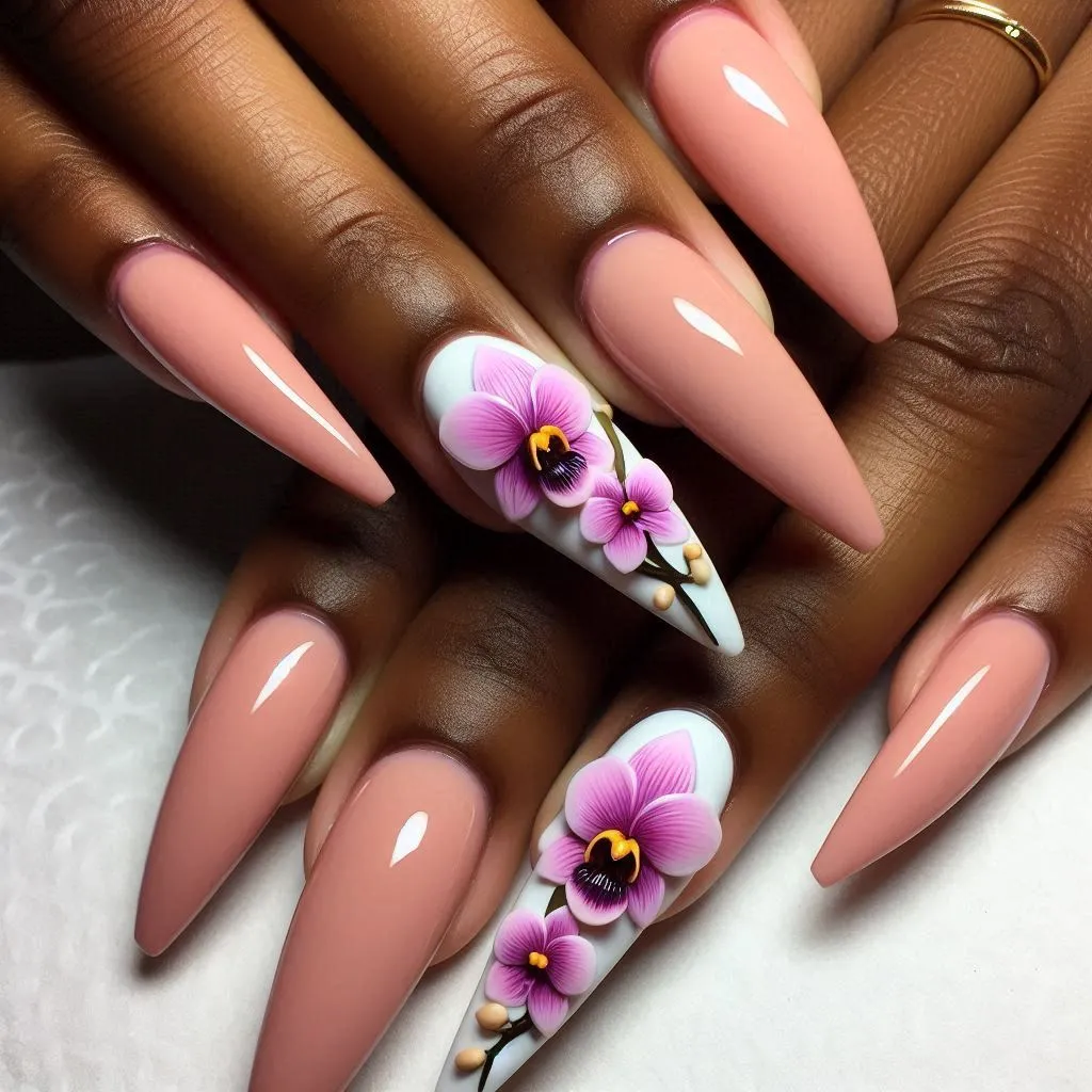 Hand-Sculpted Orchid Nails