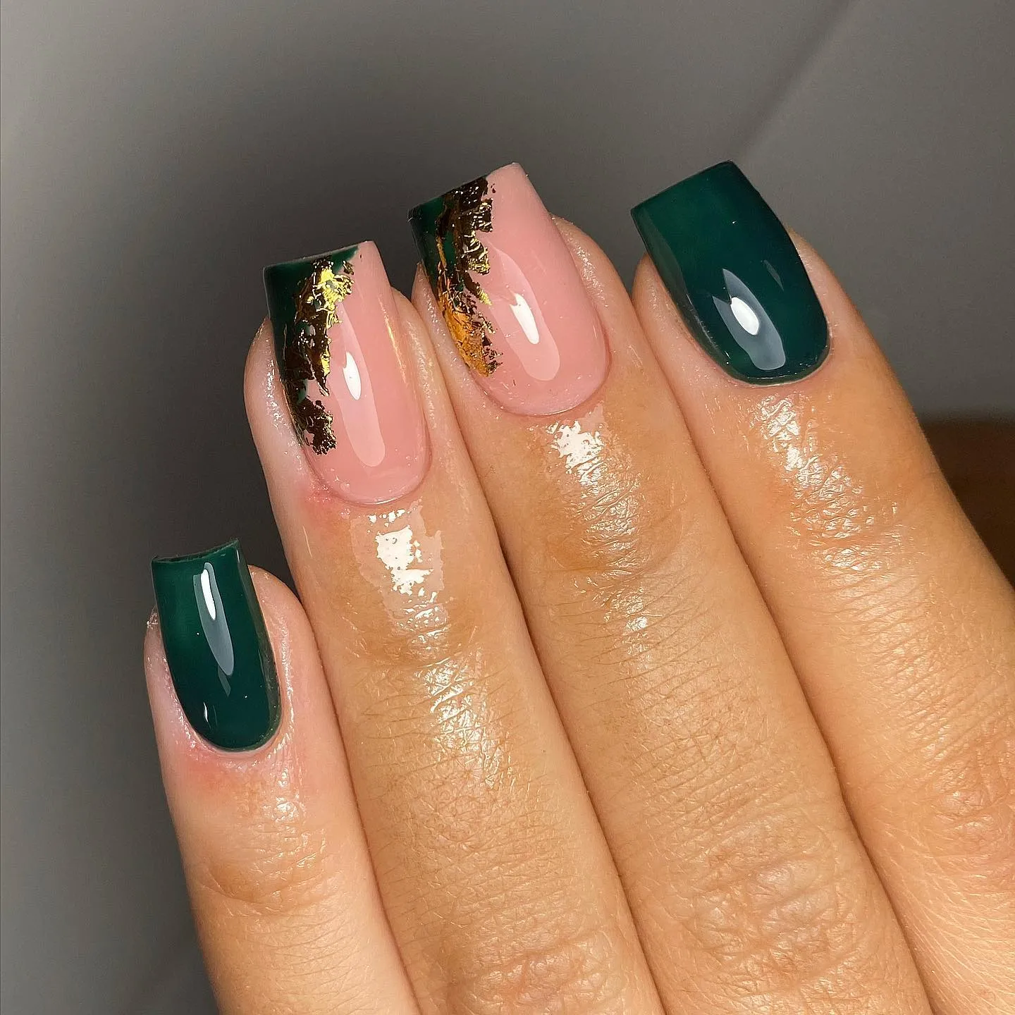 Green Christmas Coffin Nails