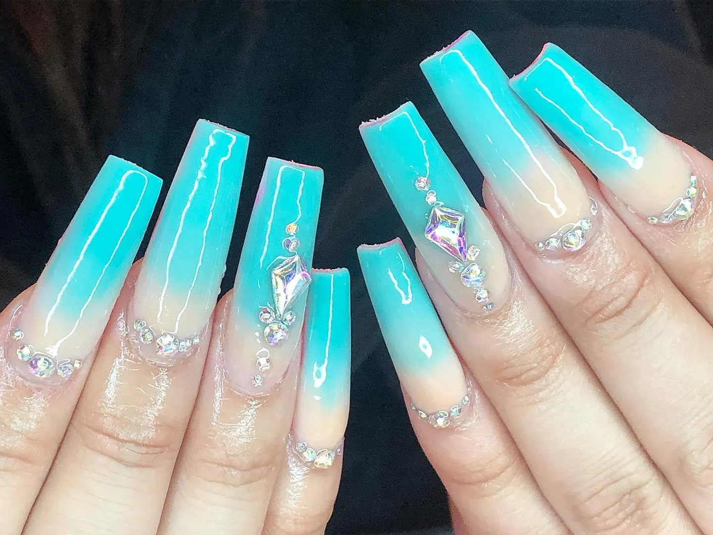 Teal Blue Nails