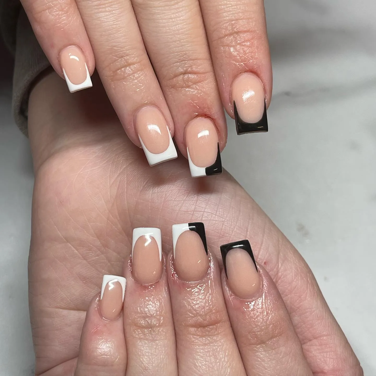 White and Black French Tip Nails