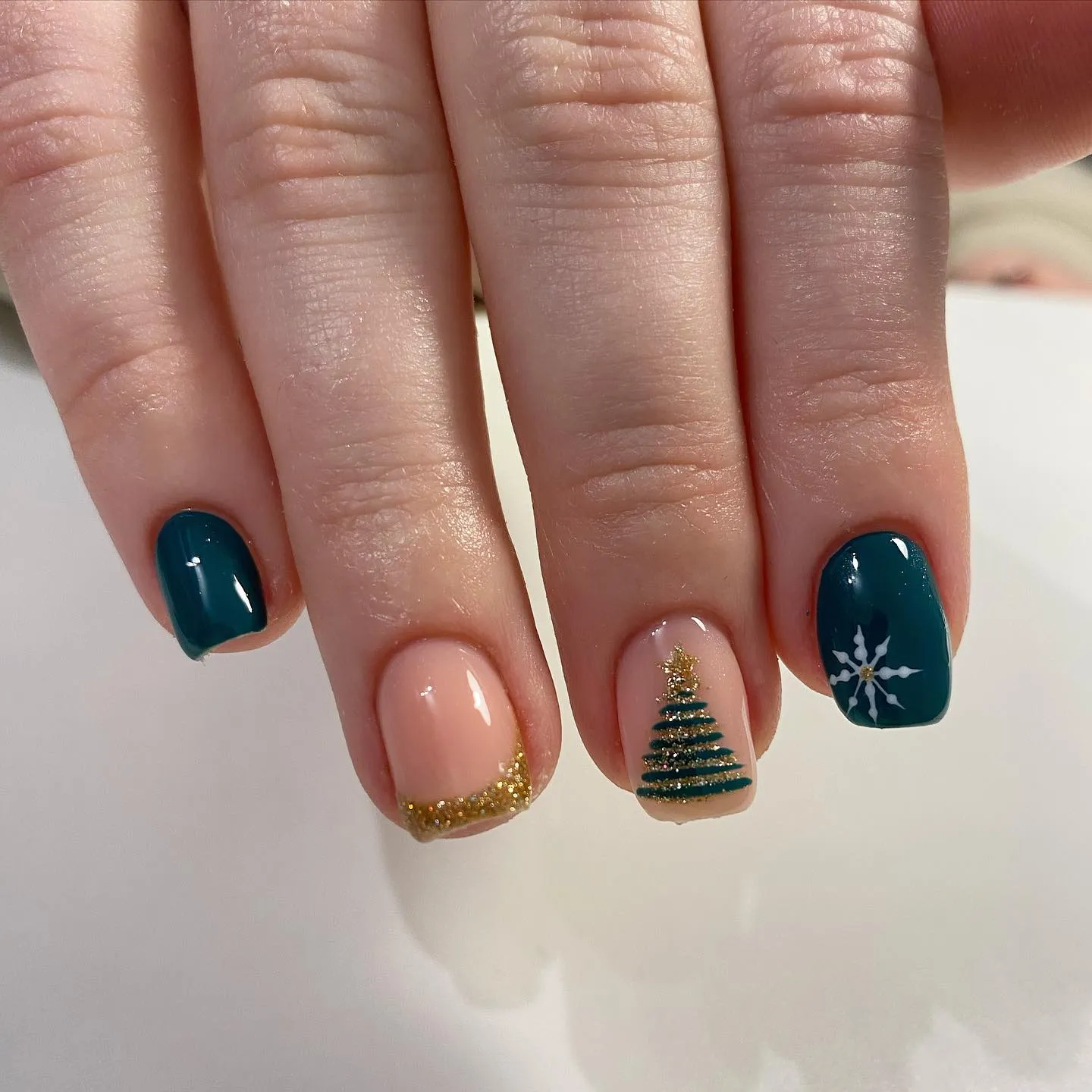 Christmas Tree Coffin Nails