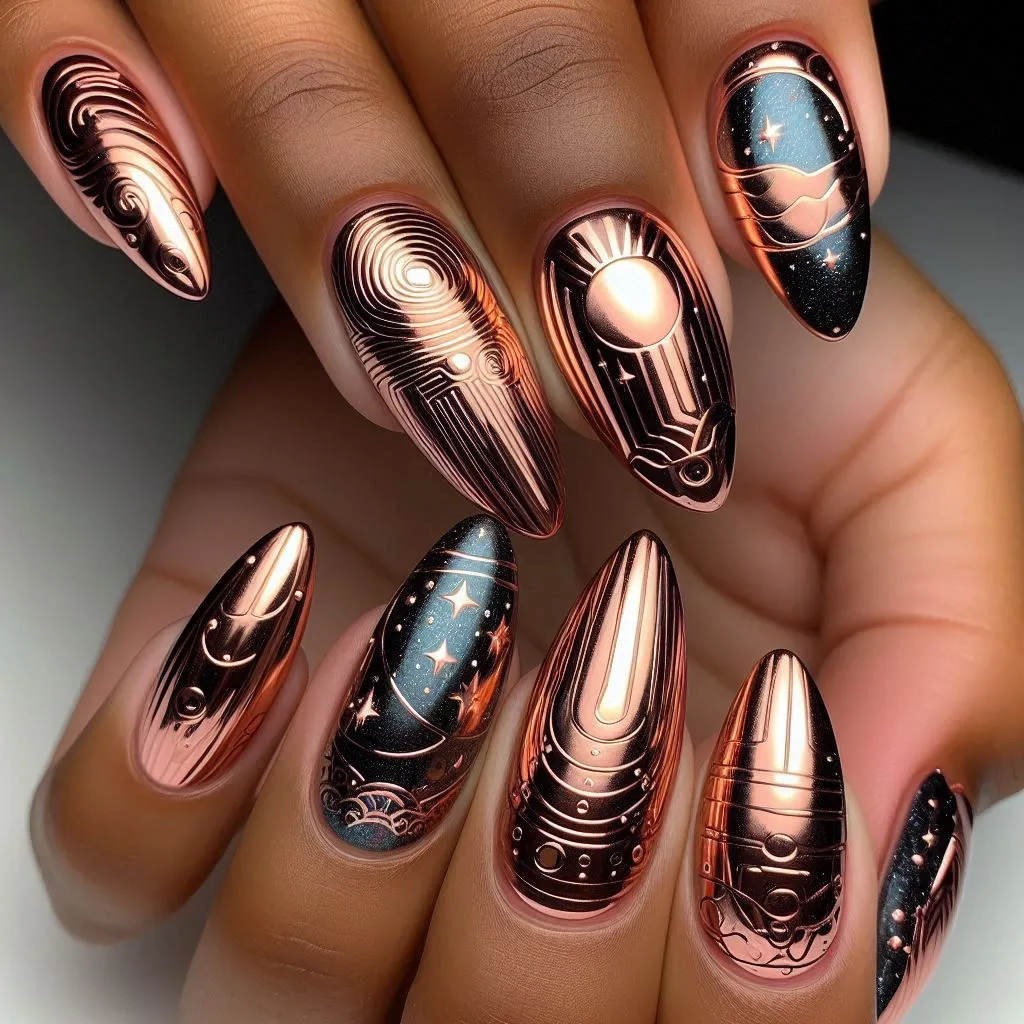 Rose Gold Chrome Nails