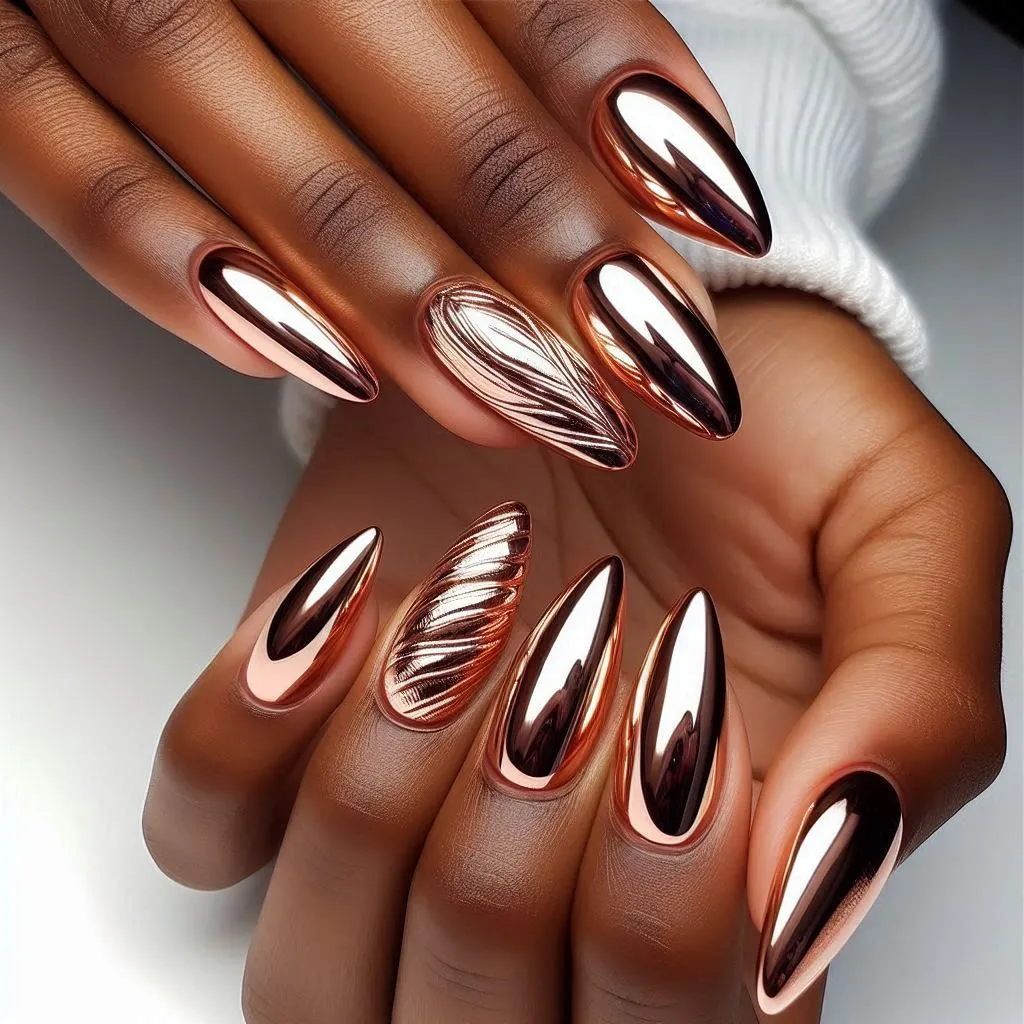 Rose Gold Chrome Nails