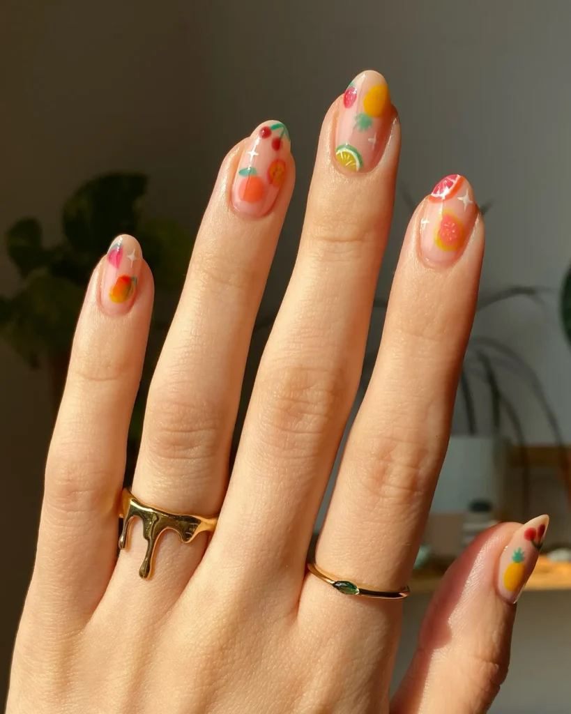 negative space christmas almond nails