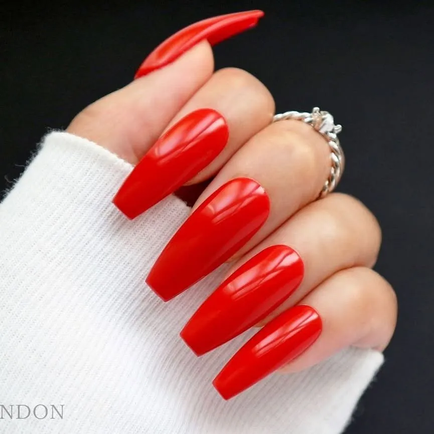 Scarlet Red Coffin Nails