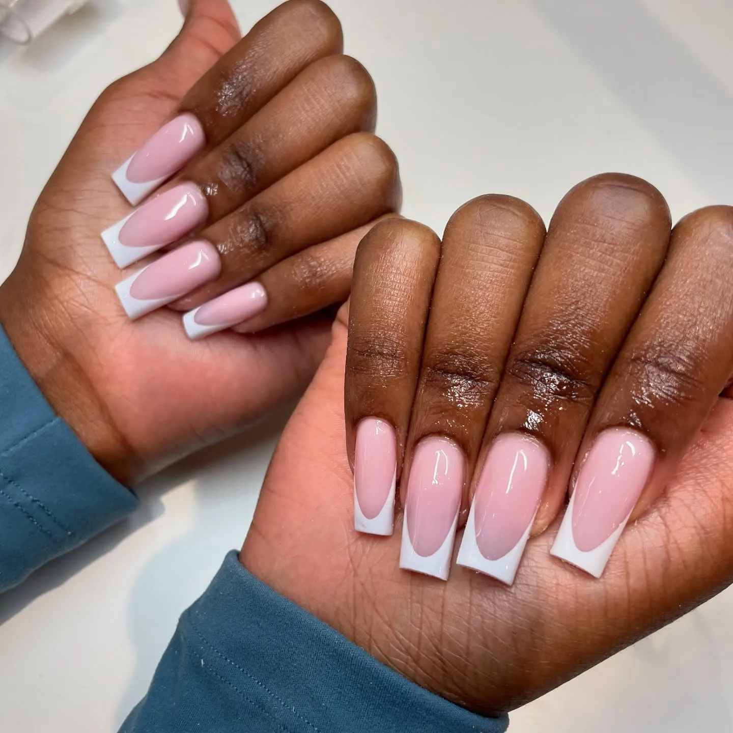 Classic White French Tip Coffin Nails 