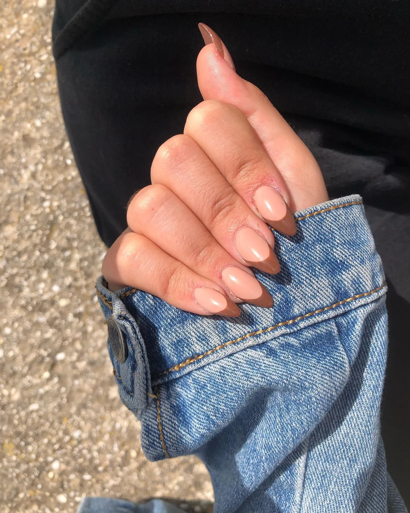 Simple Brown French Tip Nails