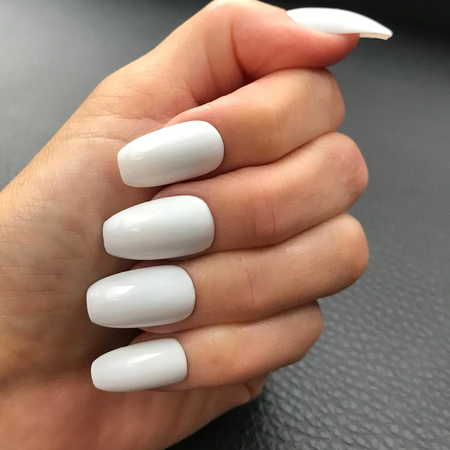 Classic White Coffin Nails