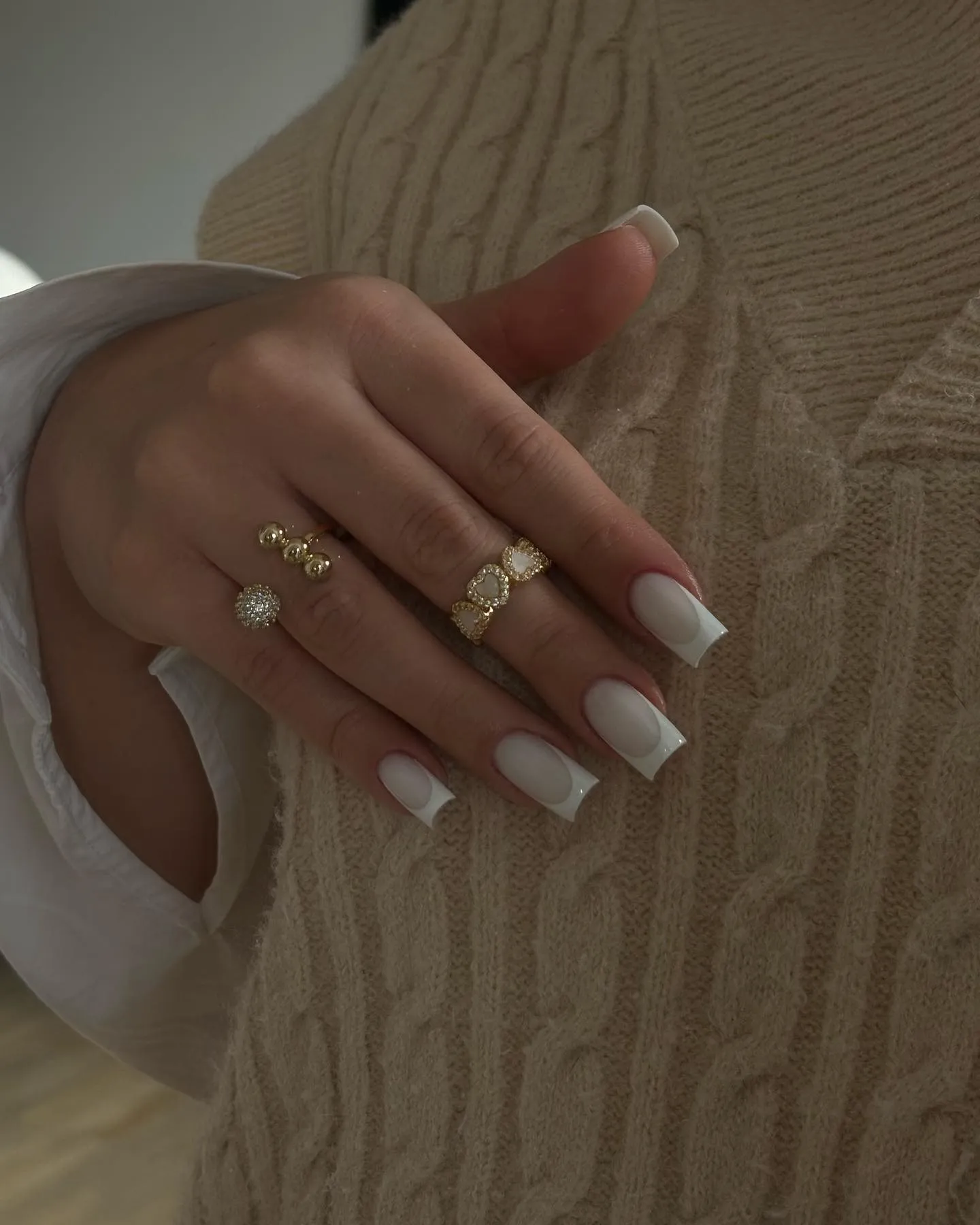 Chalk White Coffin Manicure