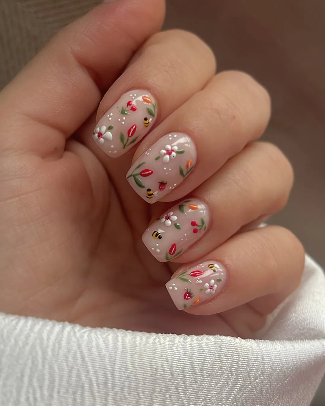 Floral Coffin Nails