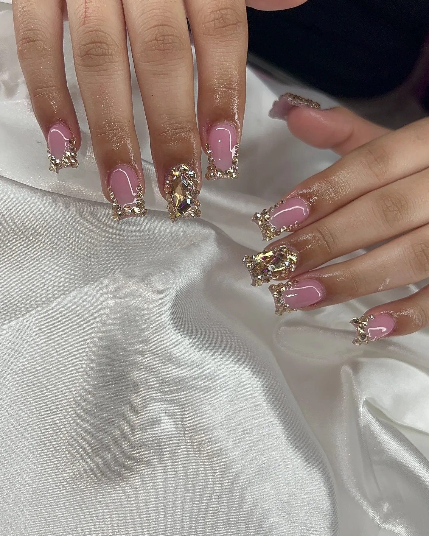 Metallic French Tip Coffin Nails 