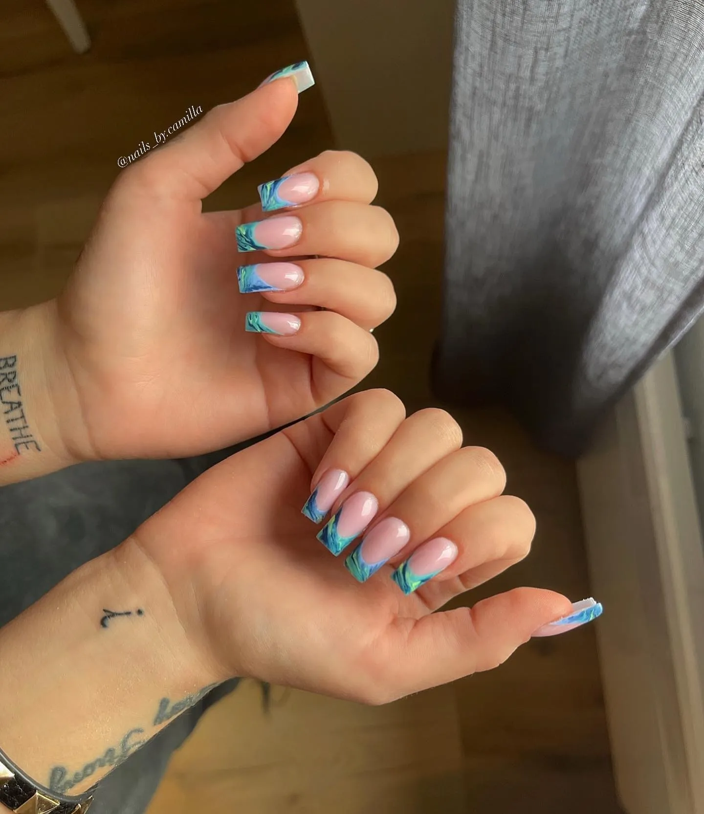 Marble French Nails