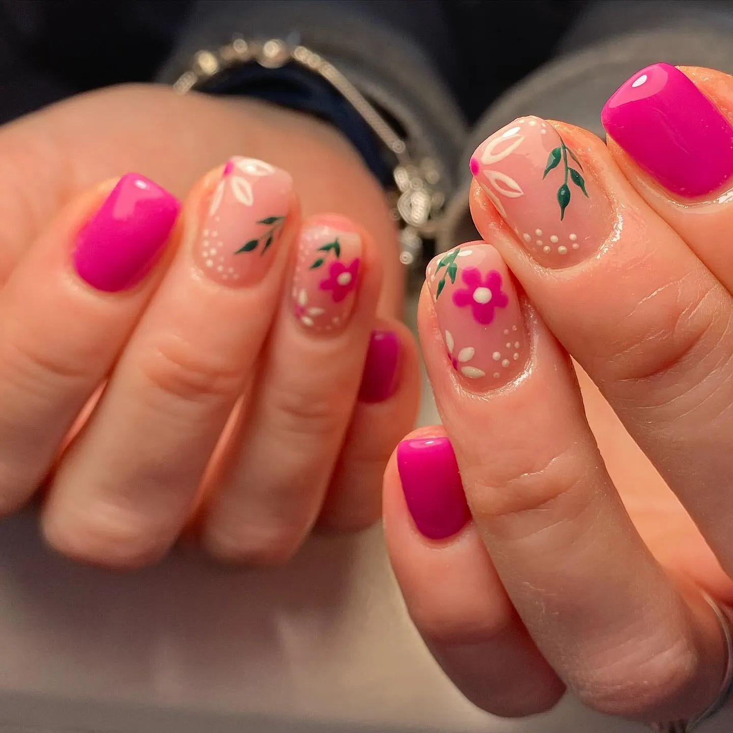 Floral Coffin Nails