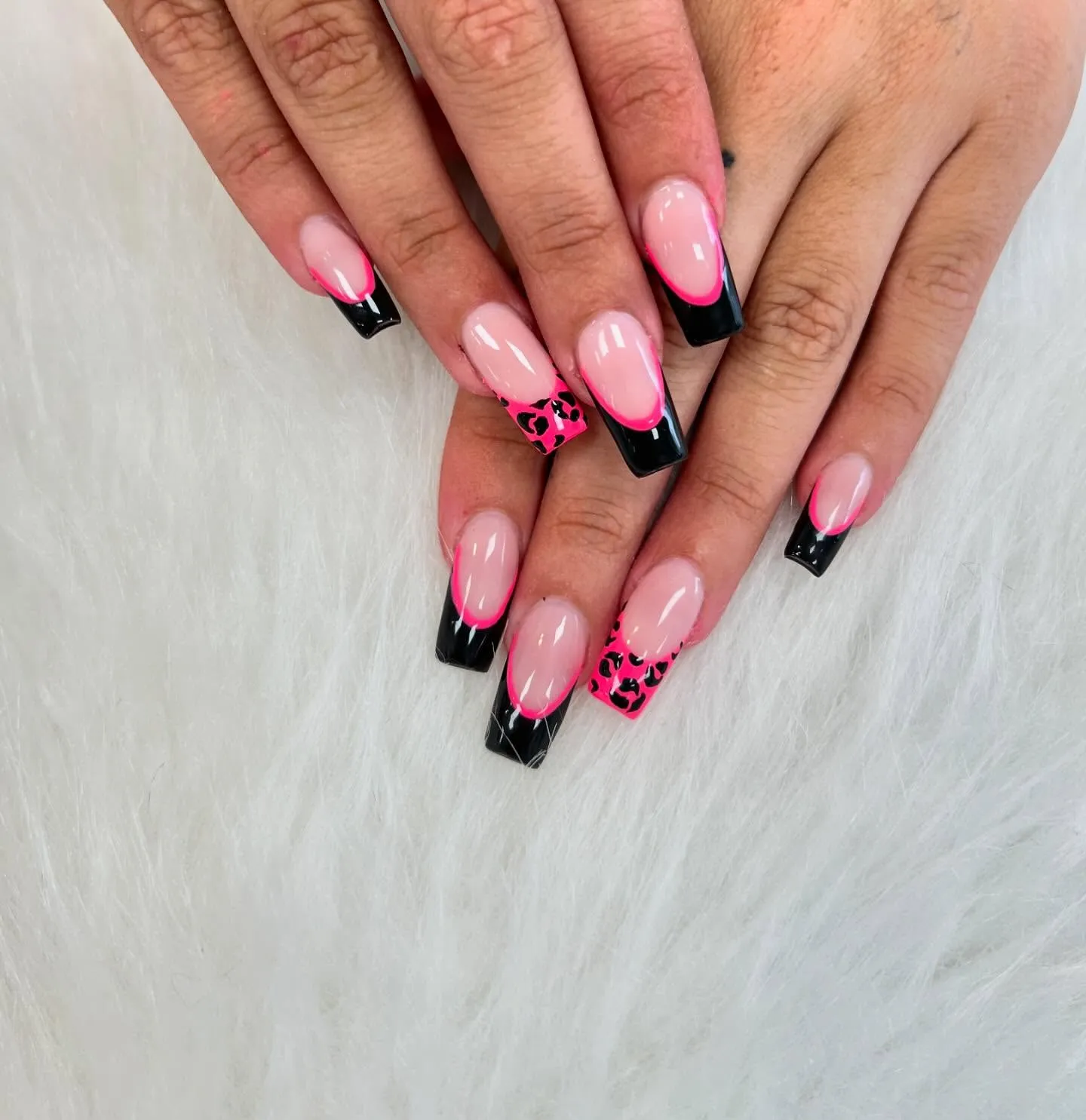 Double Line Black French Tip Nails