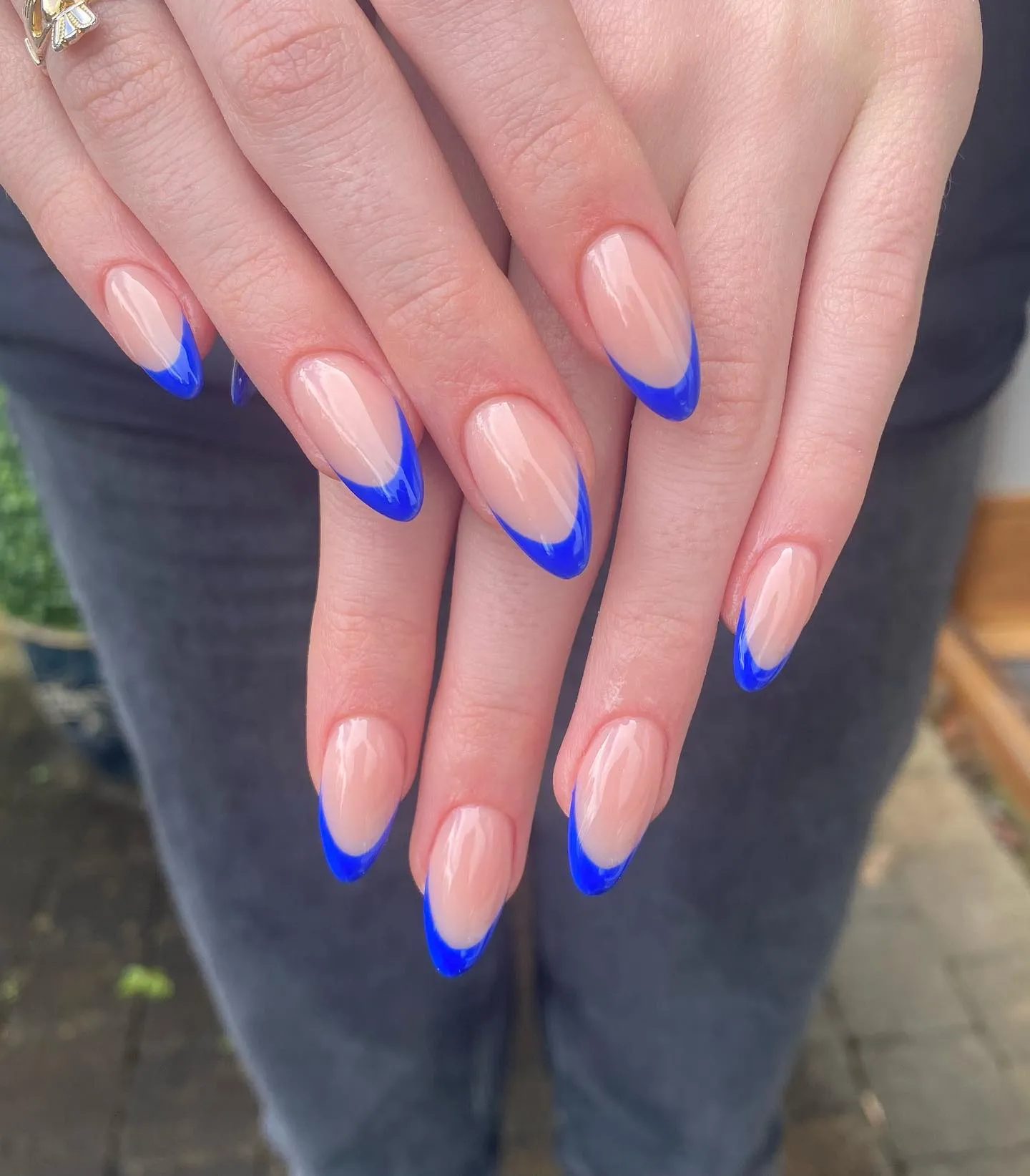 Blue French Tip Nails