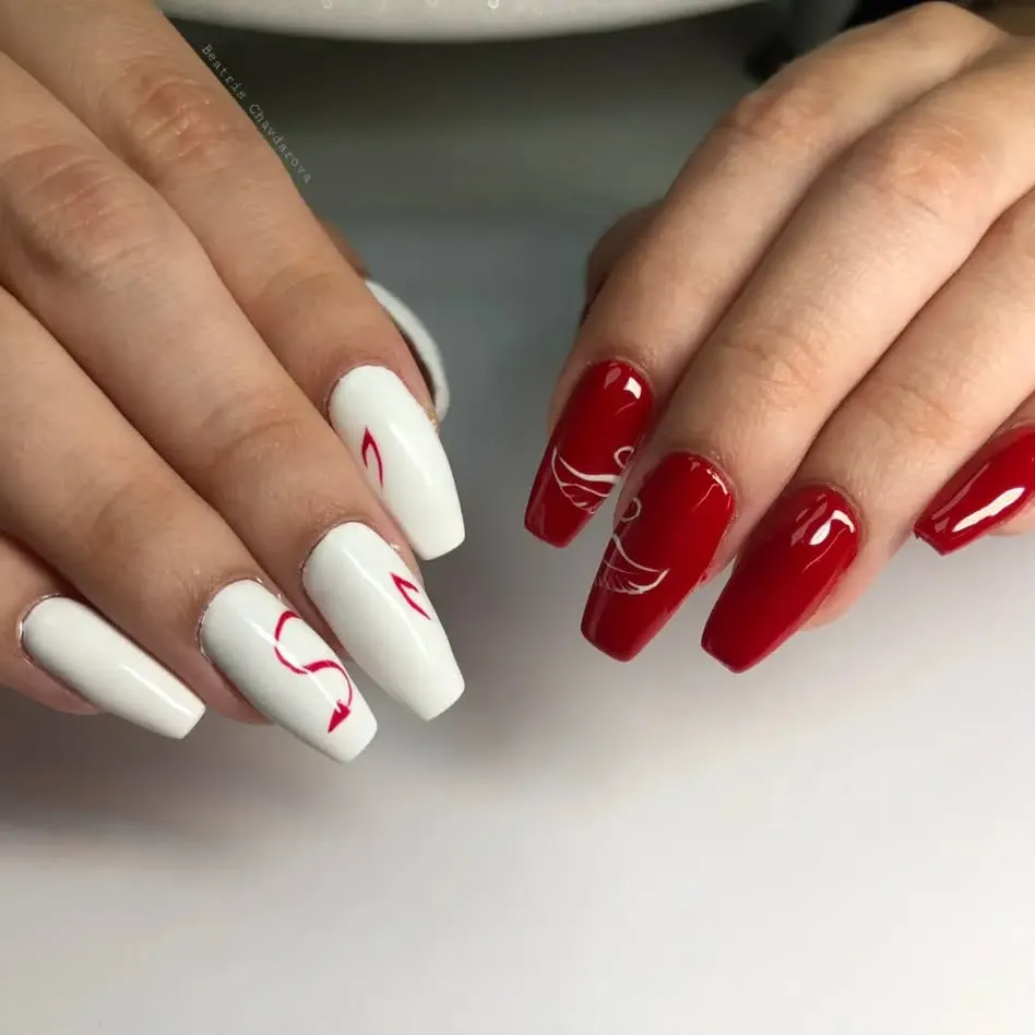 Red and White Nails