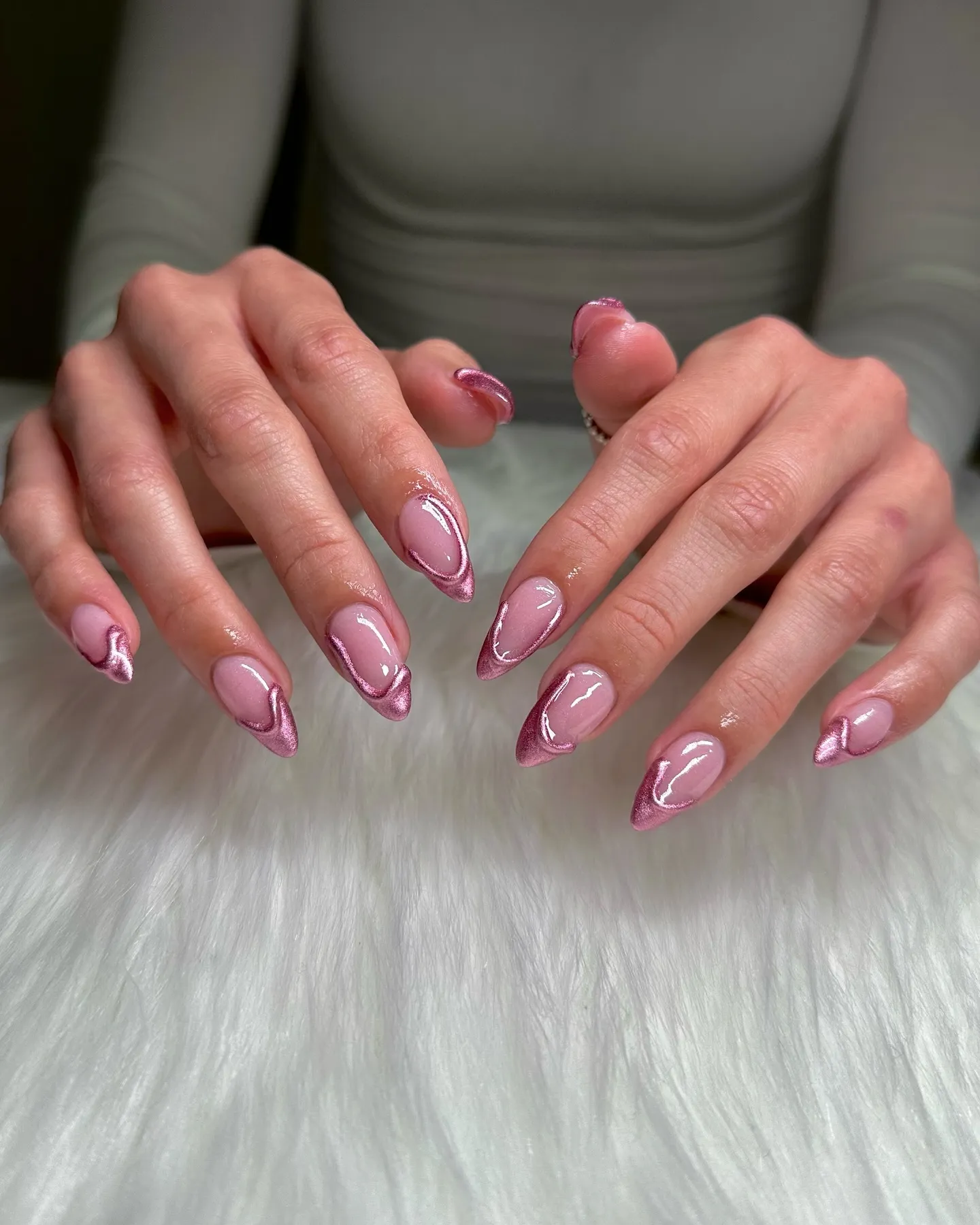 Metallic Pink Nails