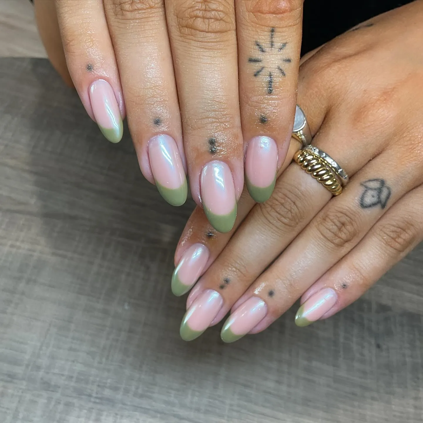 Sage Reverse Fall French Manicure