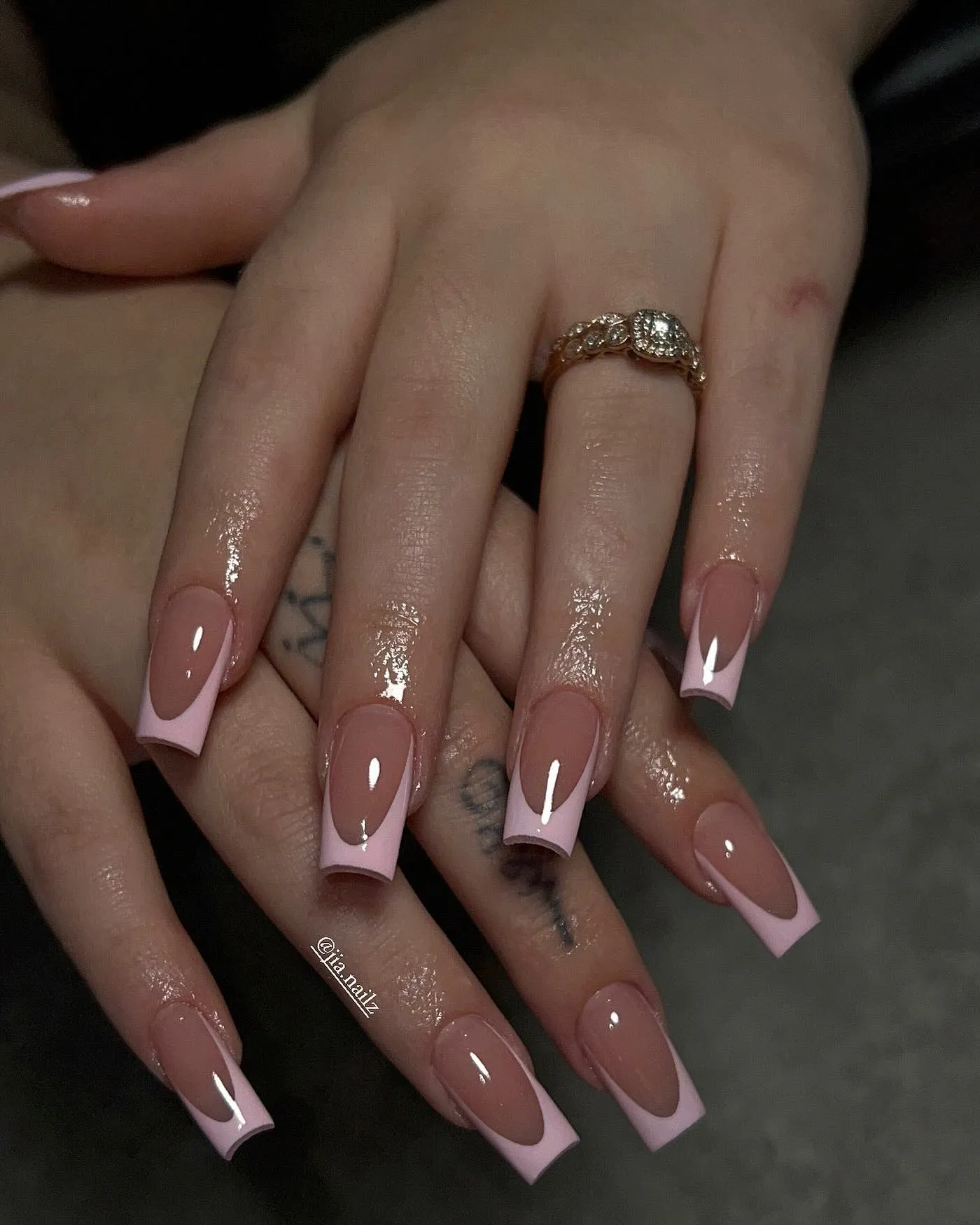 French Tip Coffin Nails For Wedding 