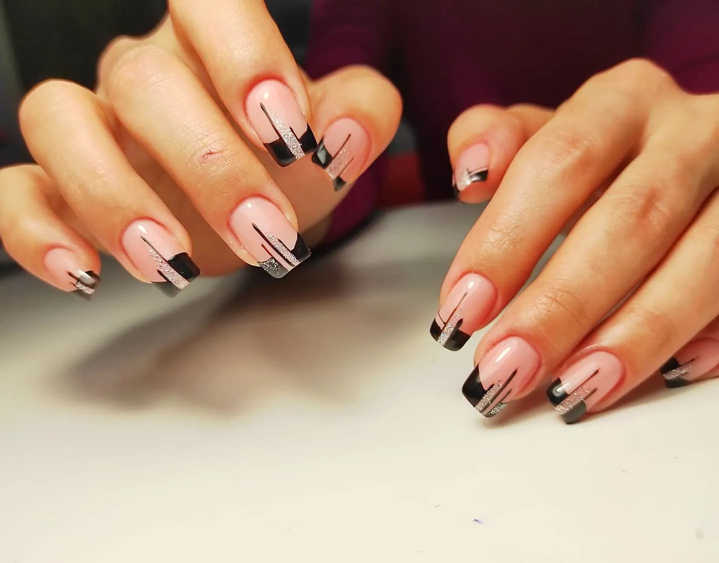 Black Geometric Nails