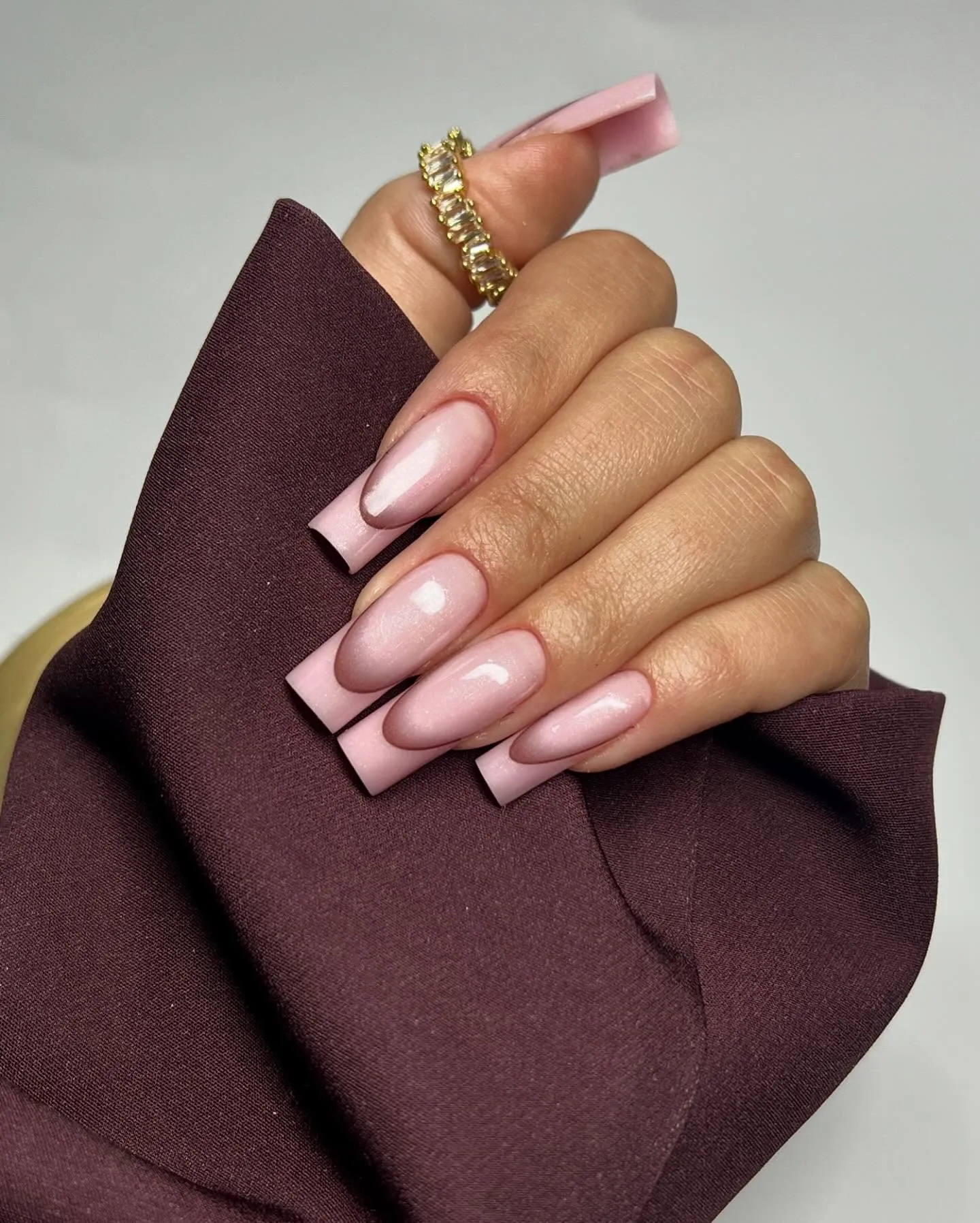 French Tip Coffin Nails For Wedding 