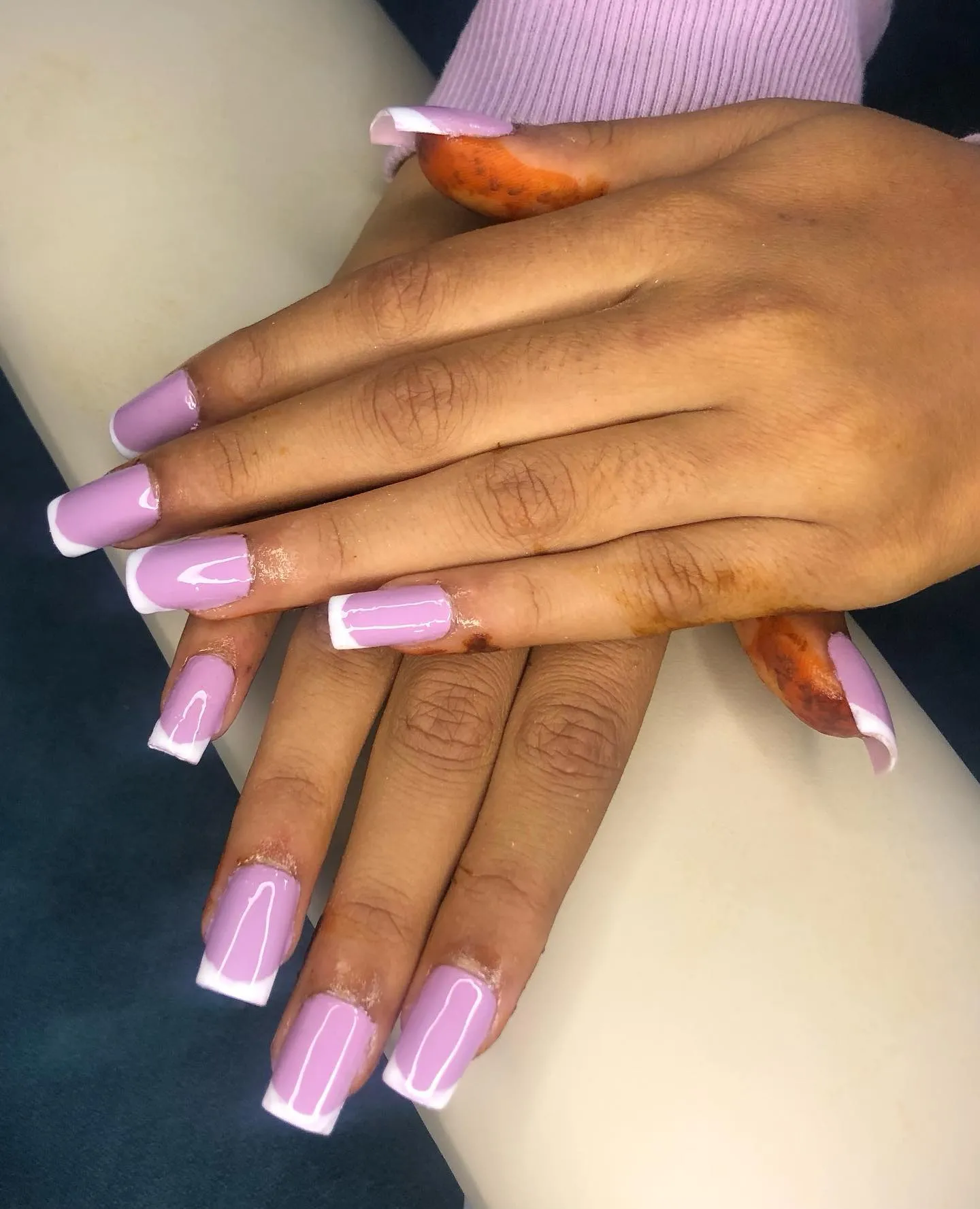 White and Lavender French Nails