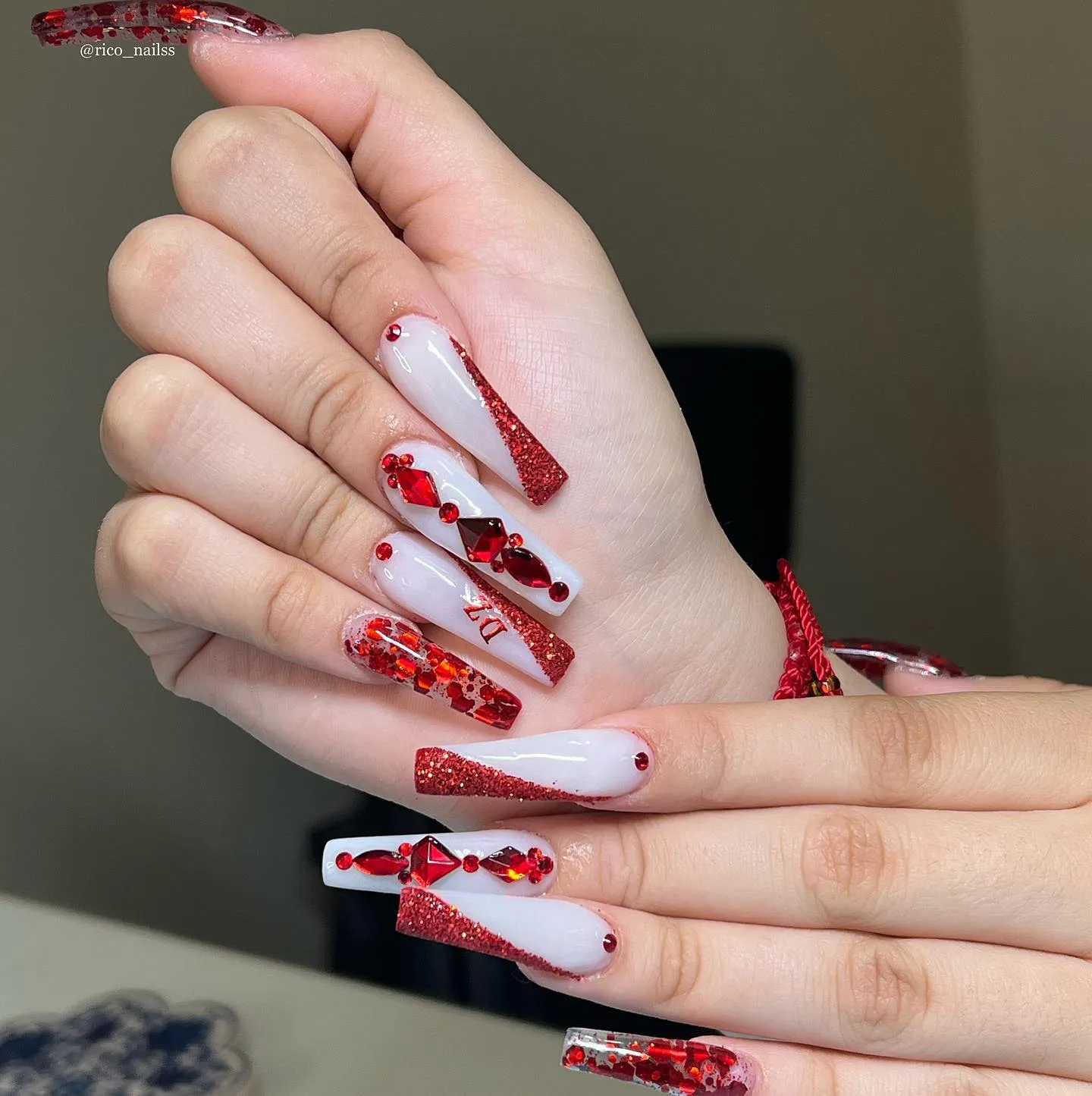 White and Red Nail Designs