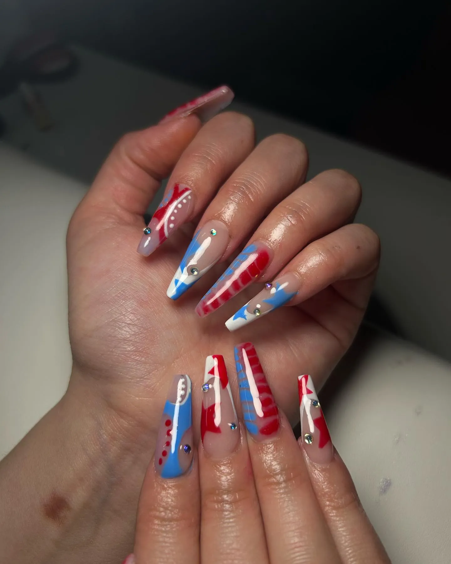 Blue and Red Nail Designs