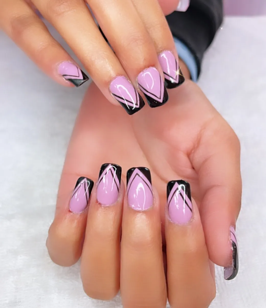 Lavender French Coffin Nails