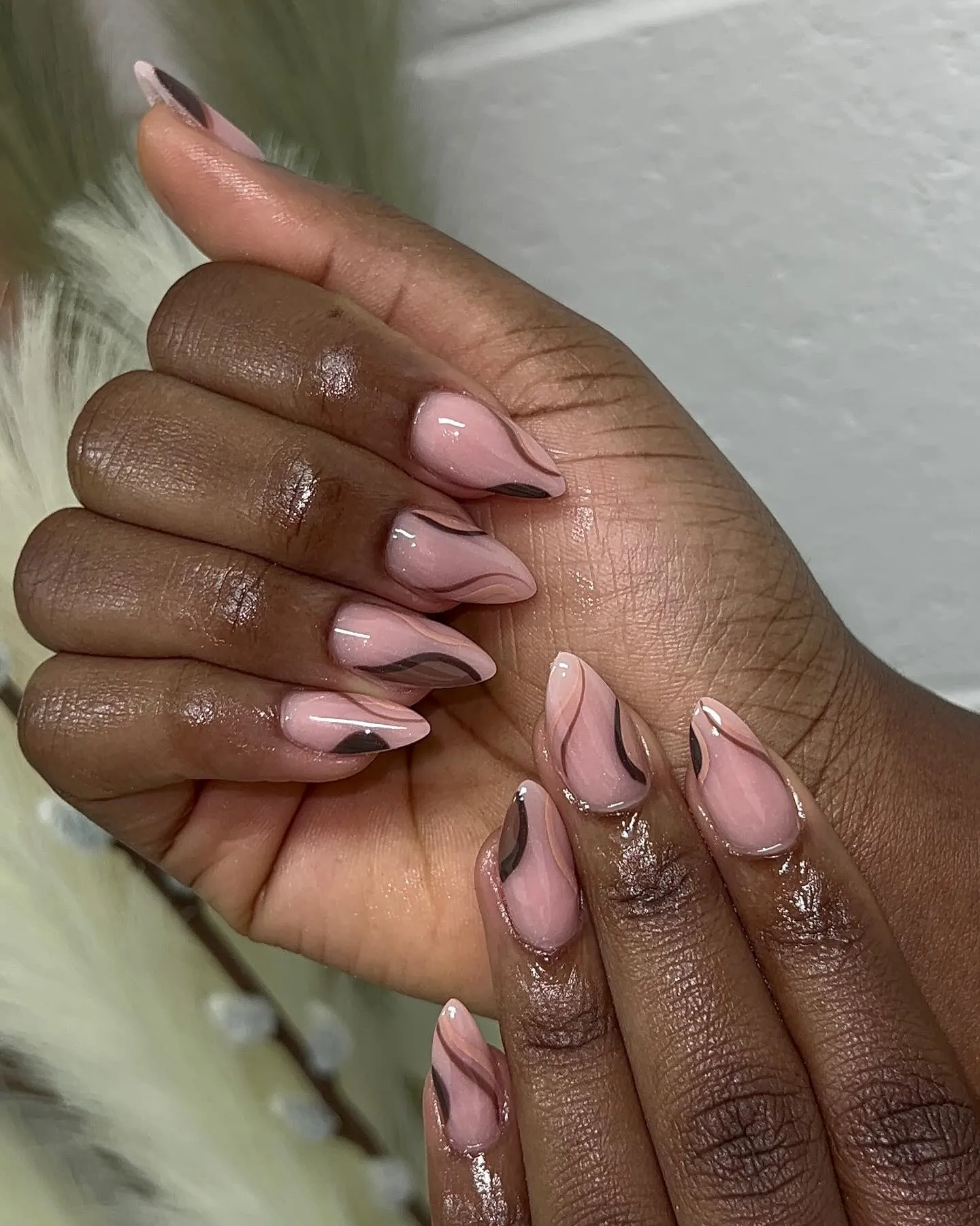 Soft Pink Almond with Shimmer Nails