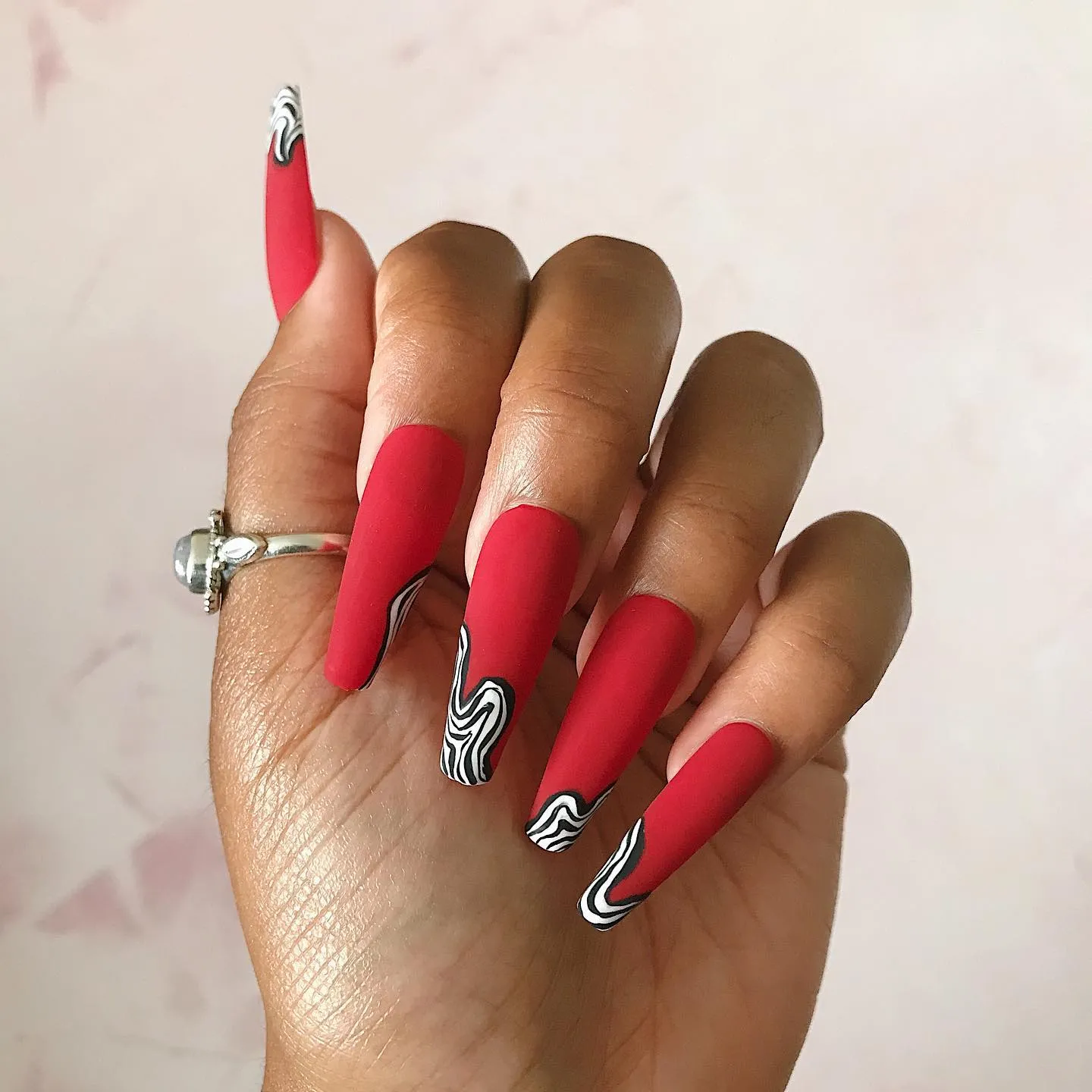 Crimson Red Coffin Nails