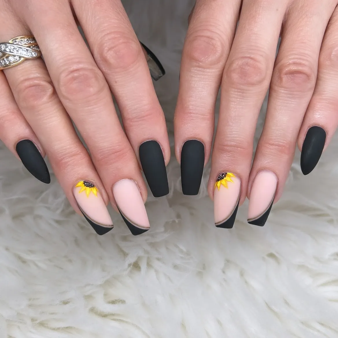 French Tip Nails In Matte Black For A Sleek Look