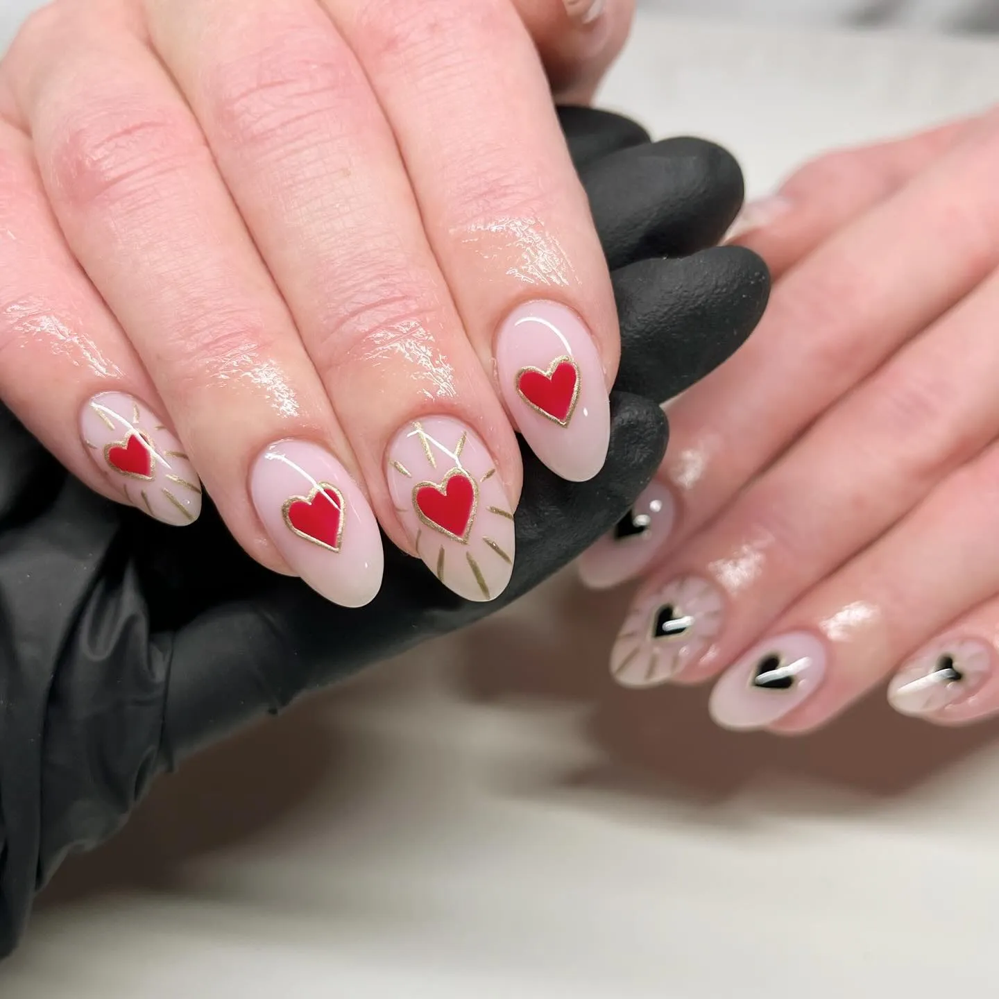Red Heart Accent Almond Nails