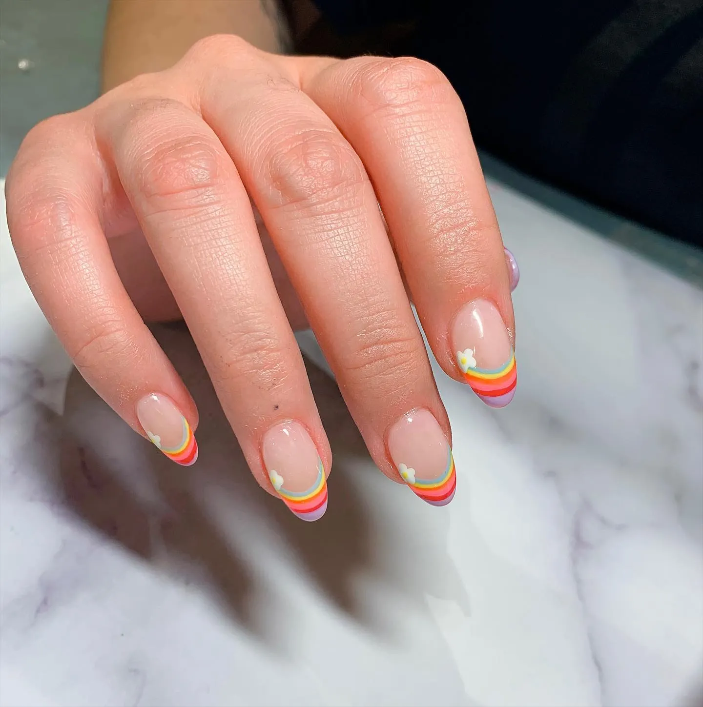 Rainbow French Nails