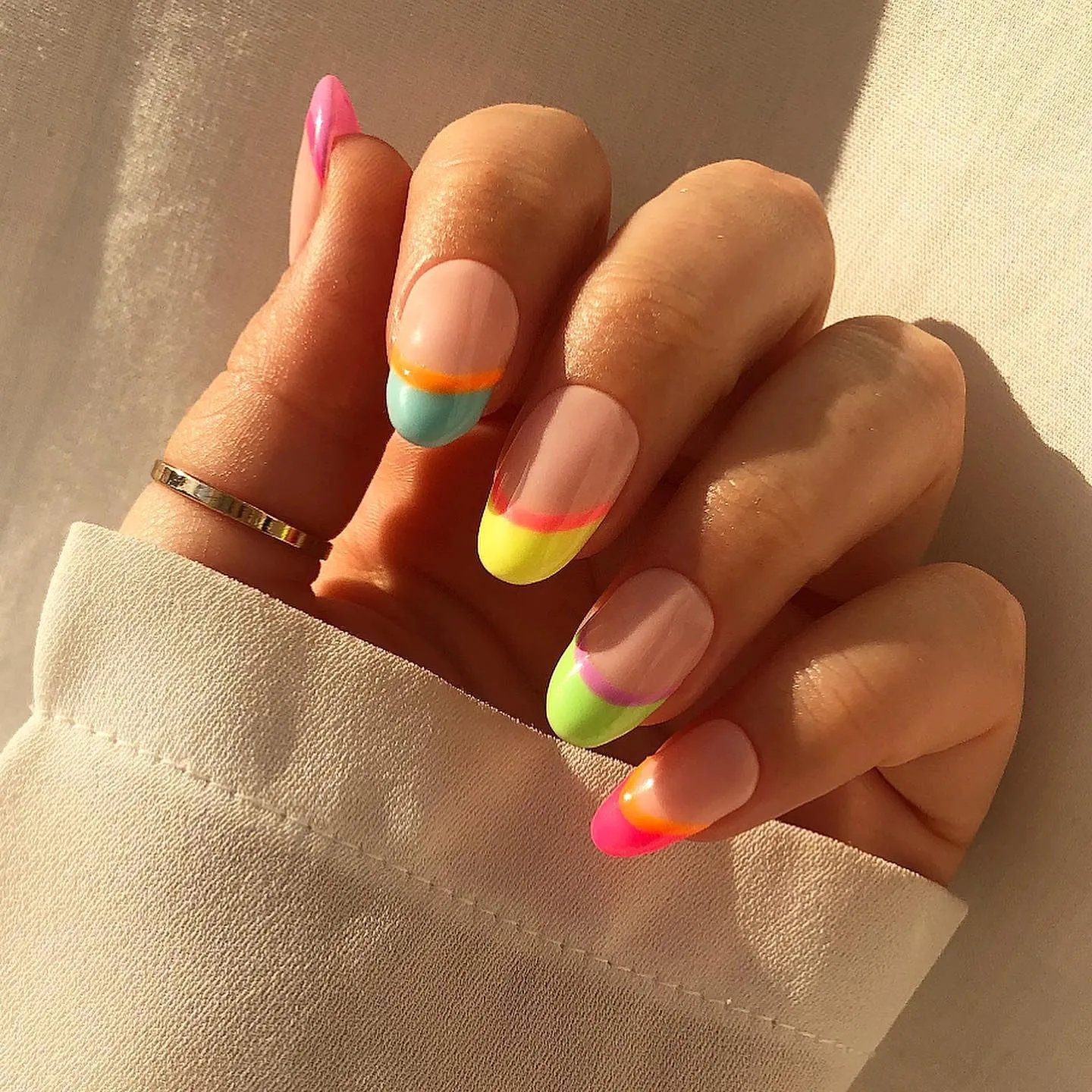 Neon French Nails