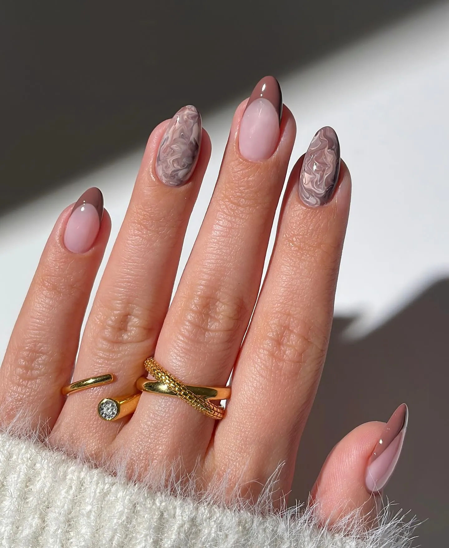 Marble Mocha Nails