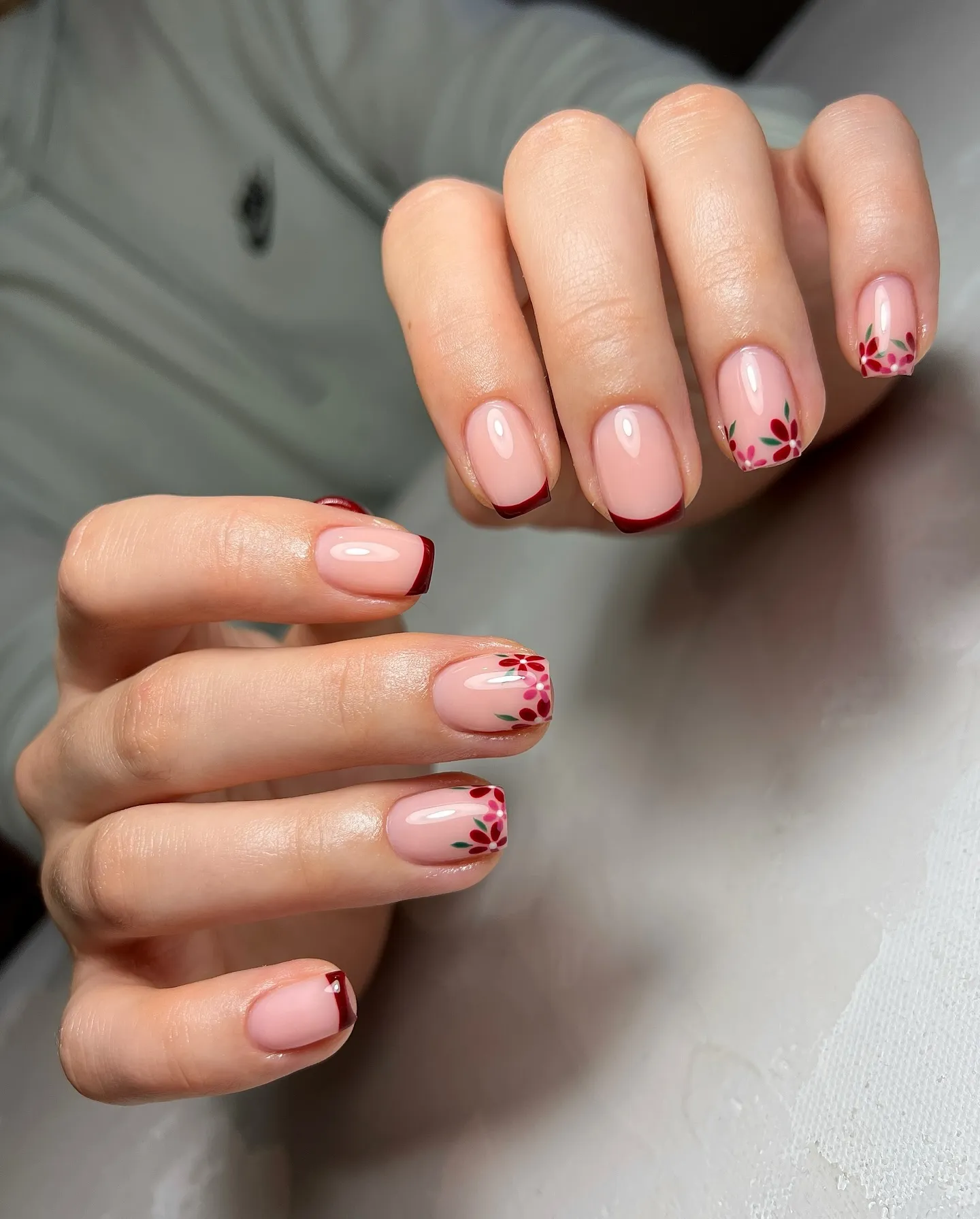 Floral Fall French Manicure