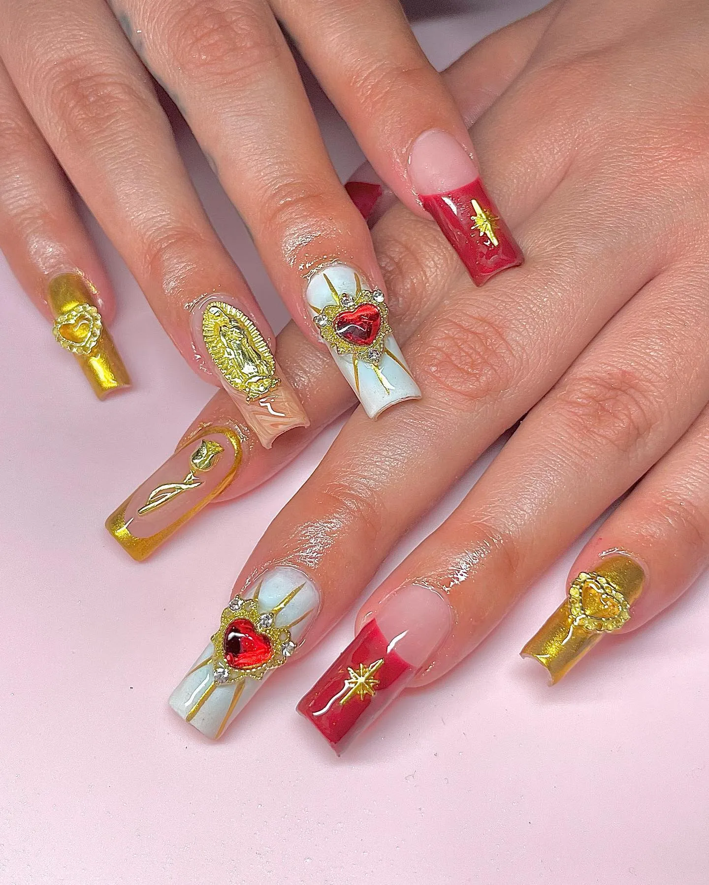 Gold and Red Nail Designs