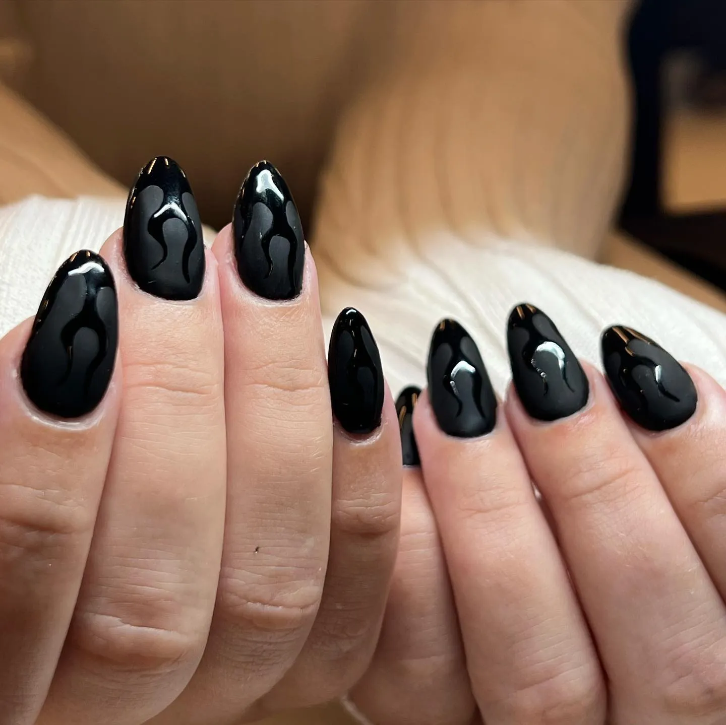 Matte and Glossy Black Nails