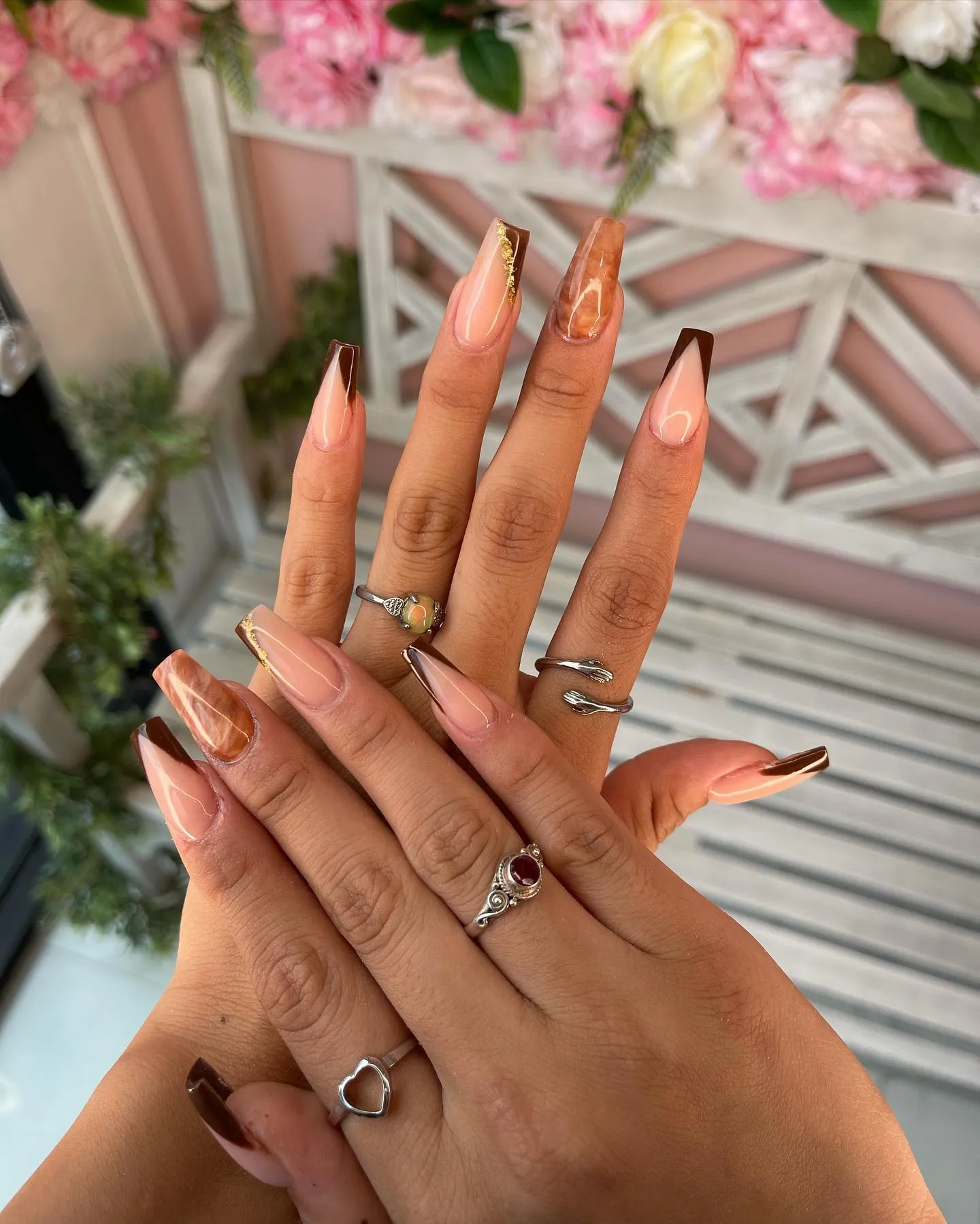 Brown French Tip Nails For Wedding