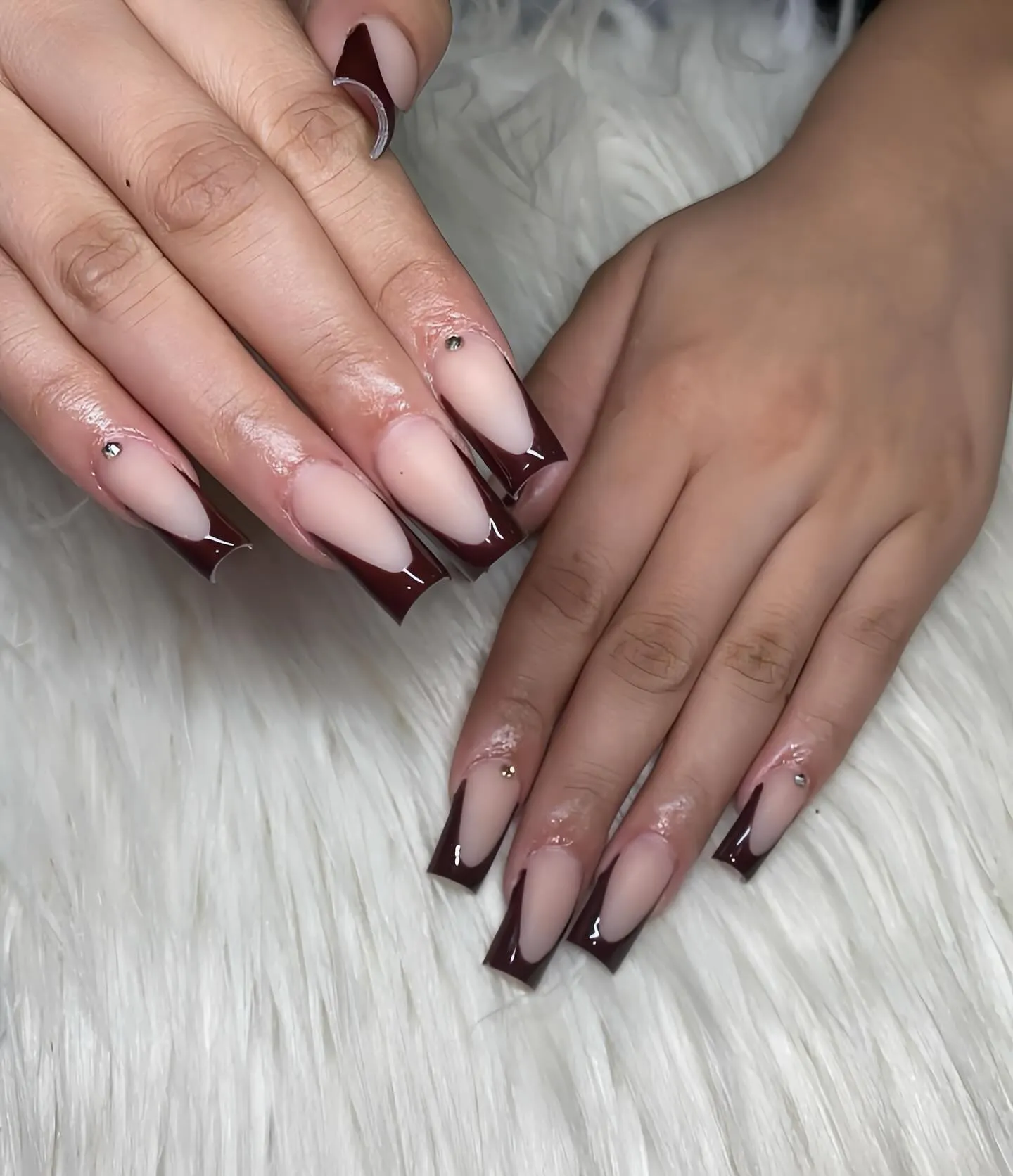 Brown French Tip Nails For Wedding